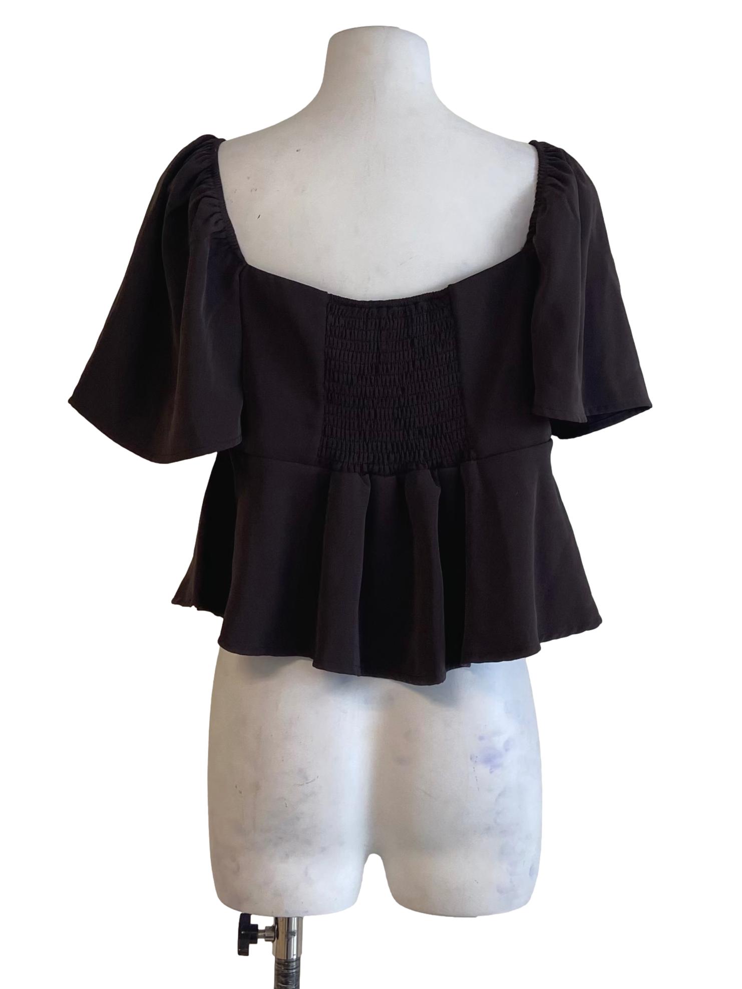 Taupe Brown Square Neck Crop Top