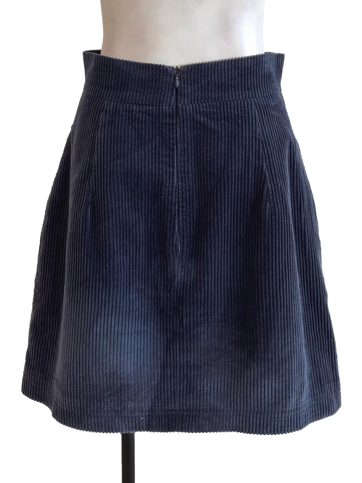 Navy Blue Corduroy Mini Skirt