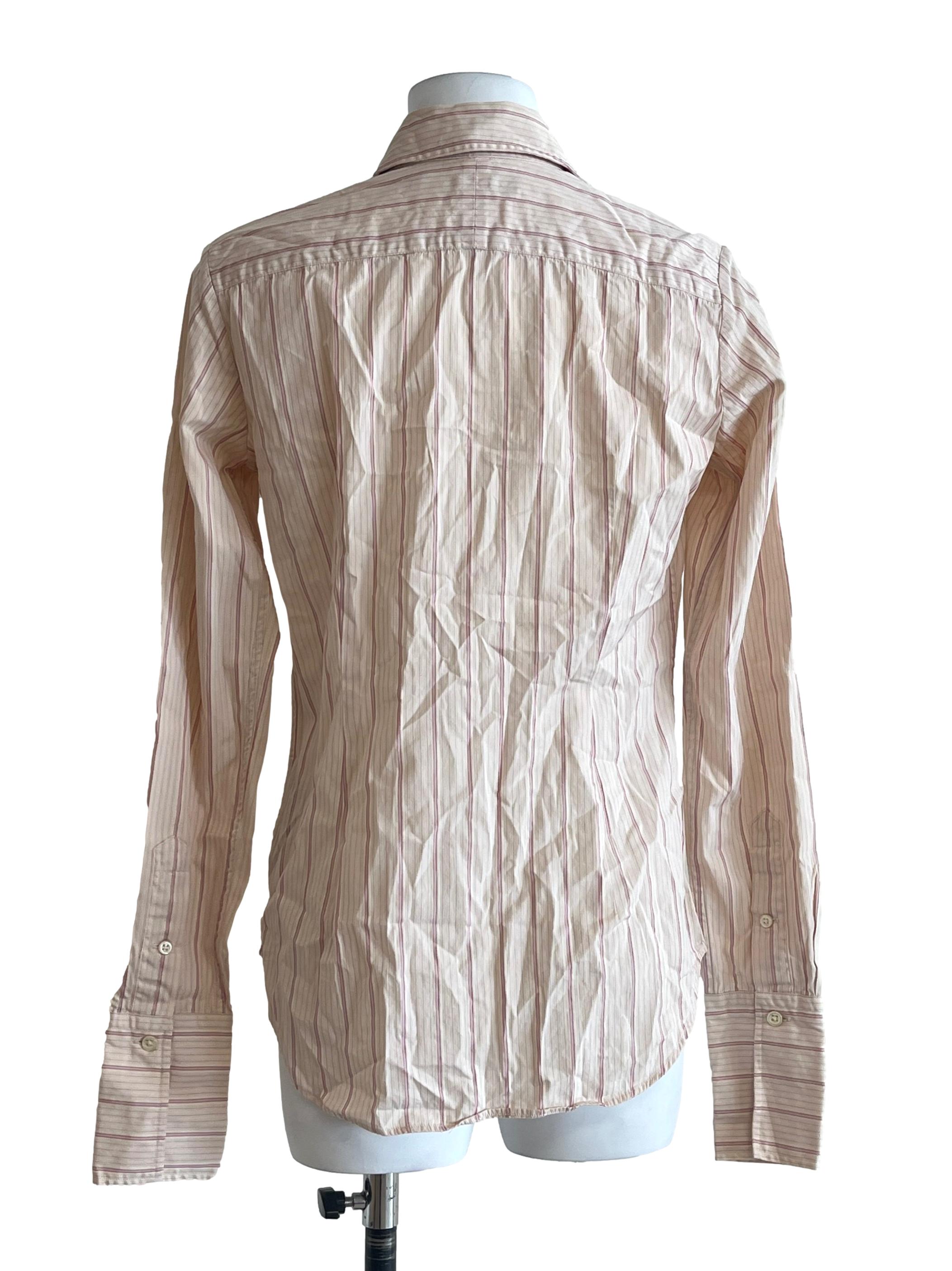 Rose Pink Stripe Long Sleeve Blouse