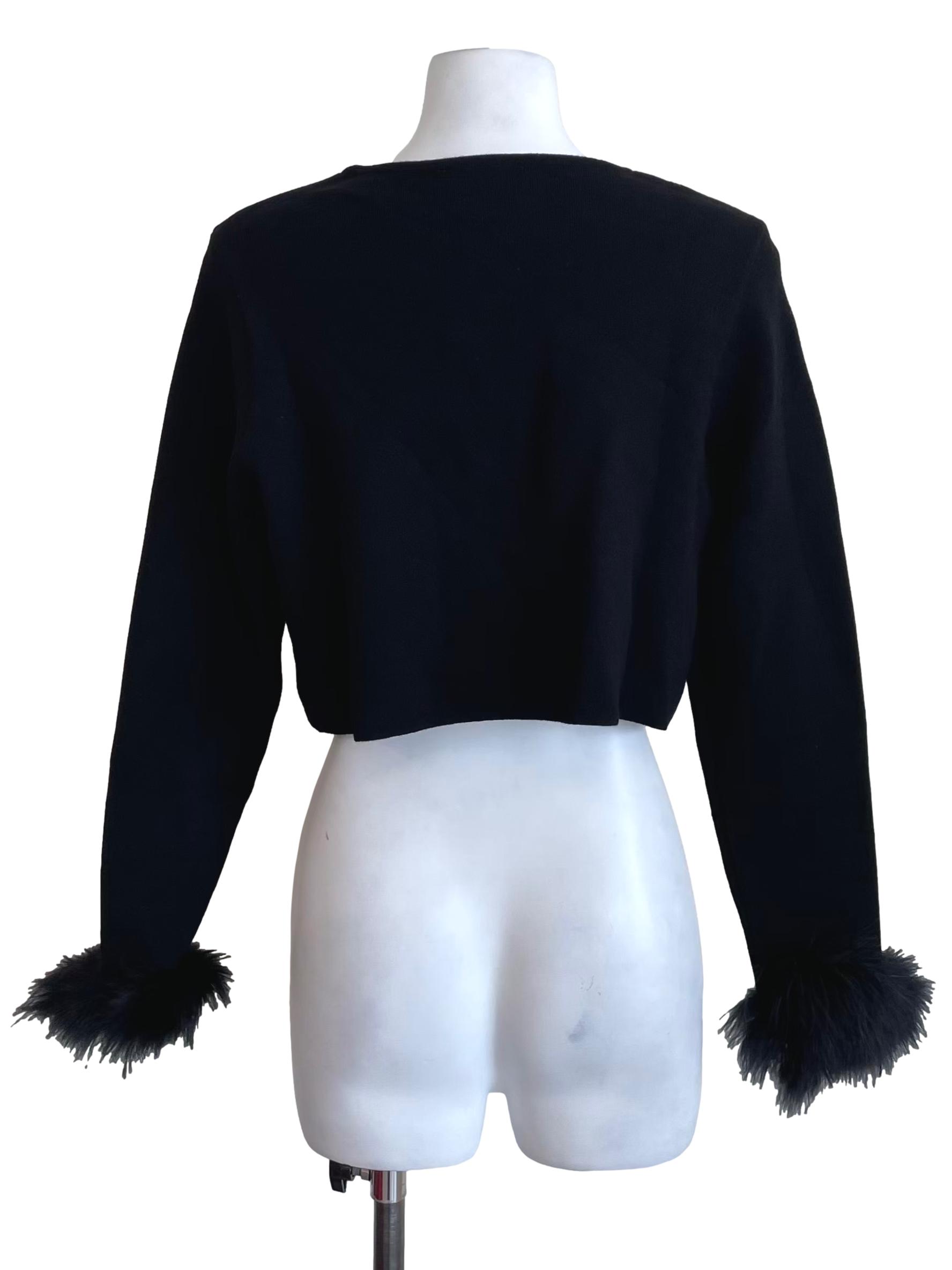 Black Feather Sleeves Cardigan