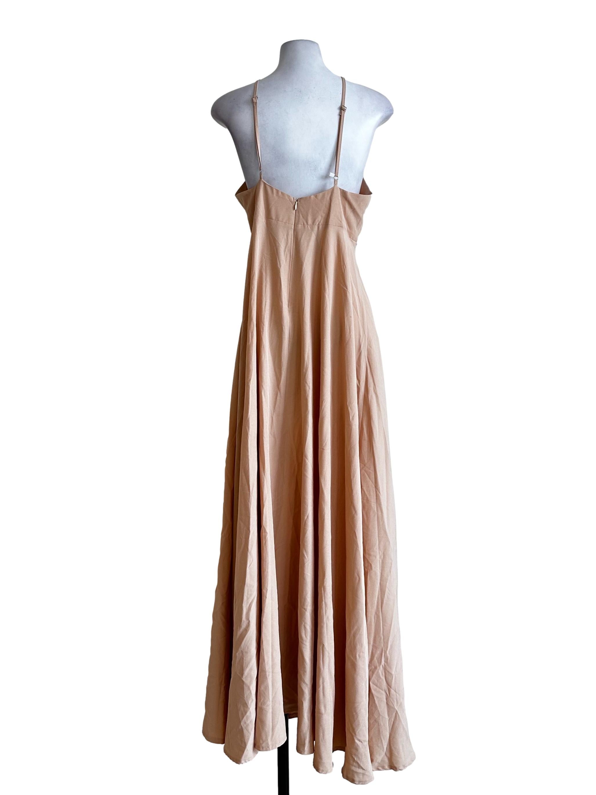 Peach Pink Halter Maxi Dress