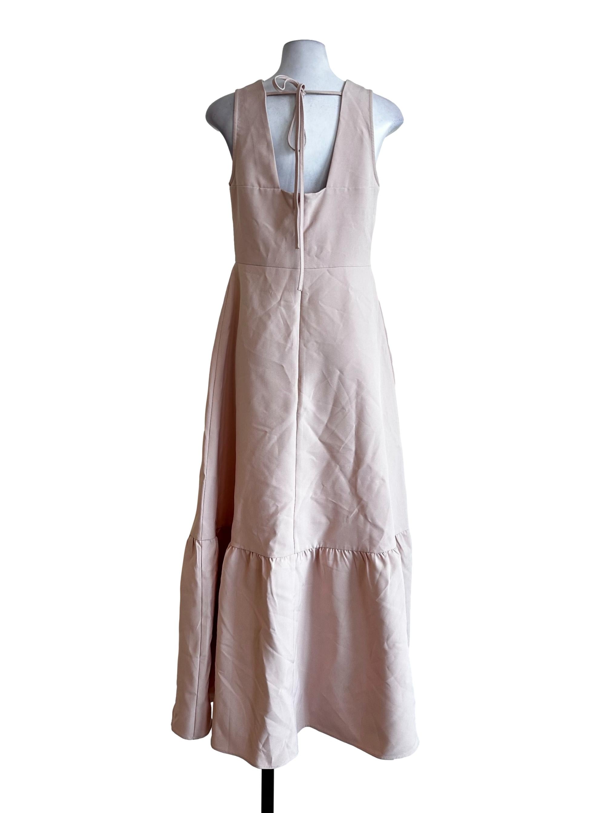 Rose Pink V Neck Sleeveless Dress