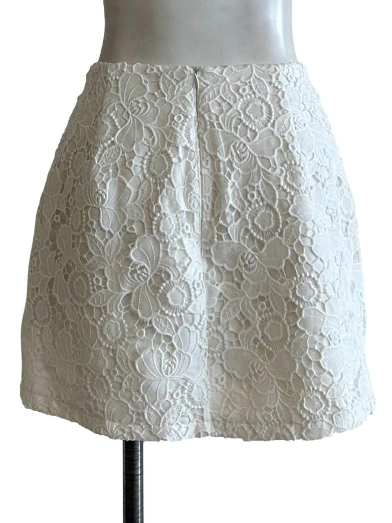 White Embroidered Tulip Skirt