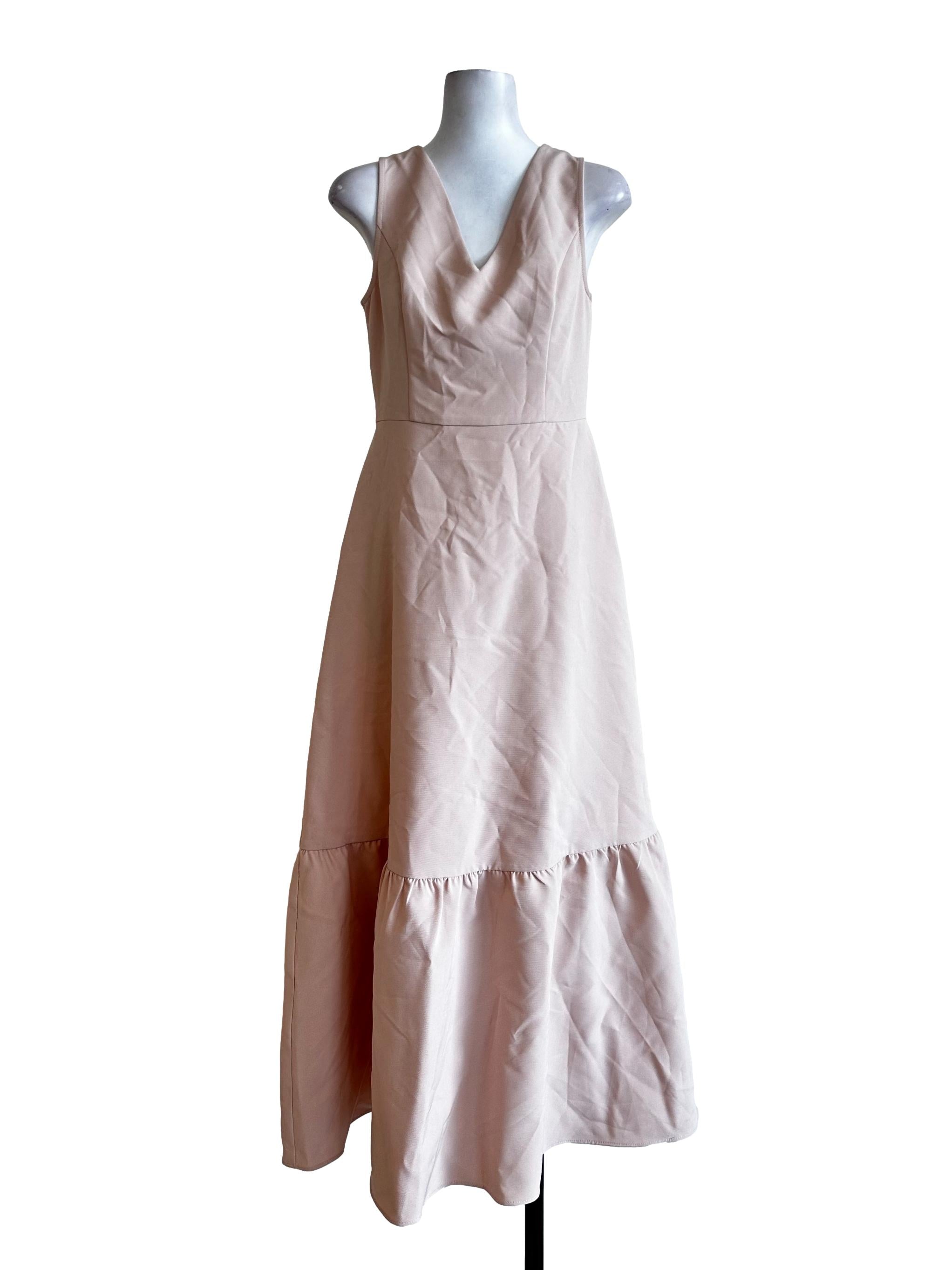 Rose Pink V Neck Sleeveless Dress