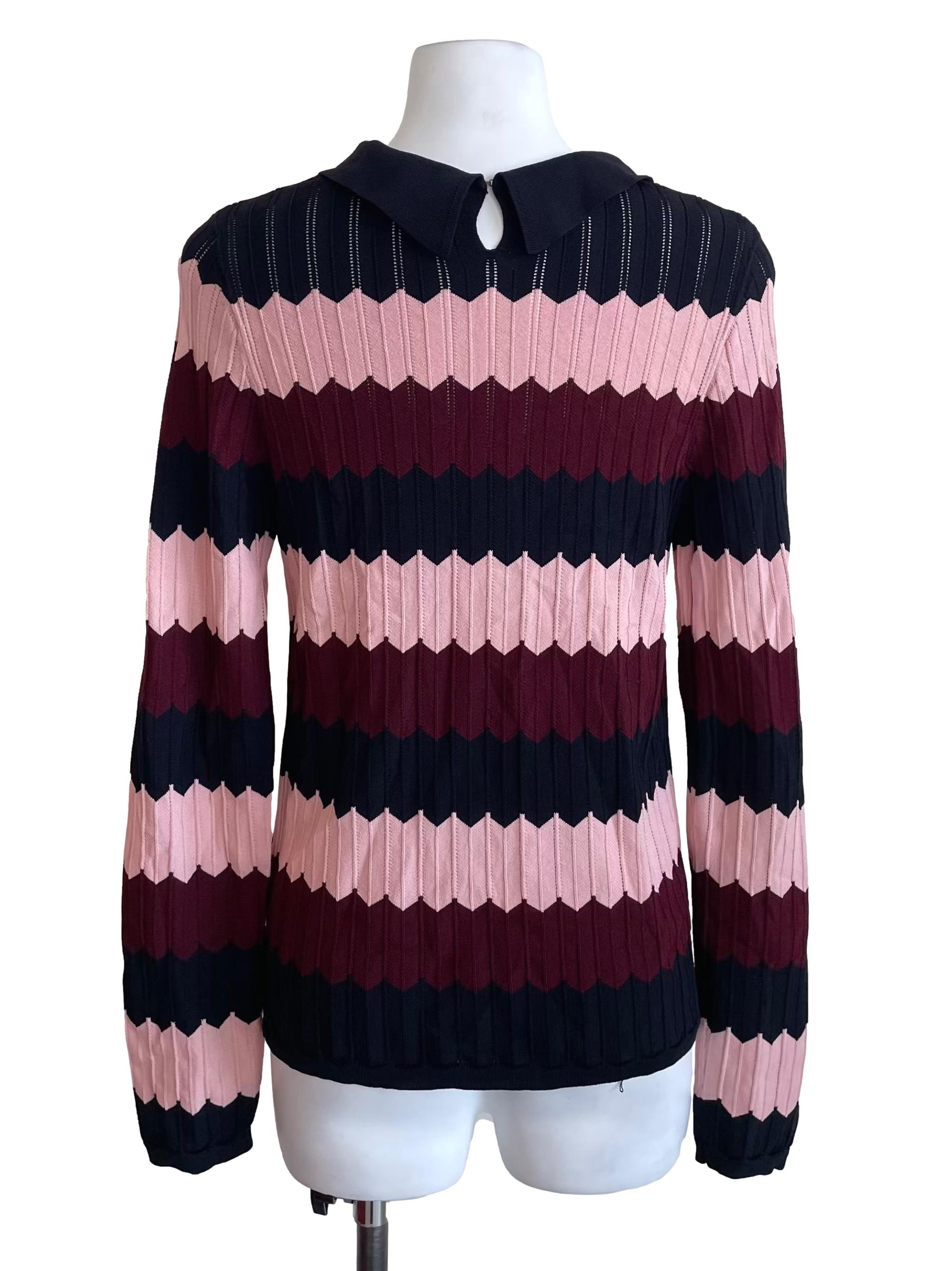 Black Plum Pink Geo Collar Jumper
