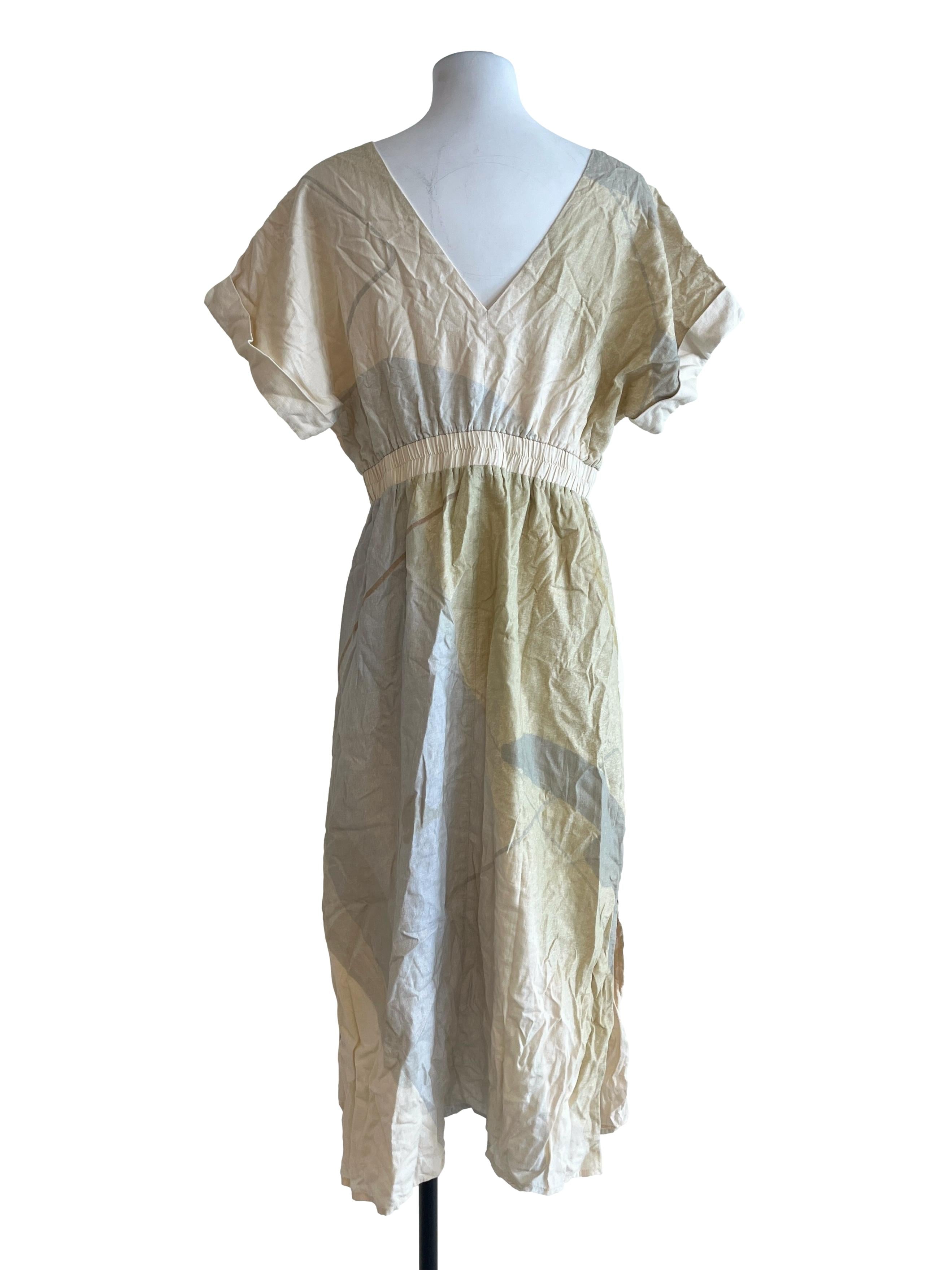 Cream Meadow V-Neck Dress OSN