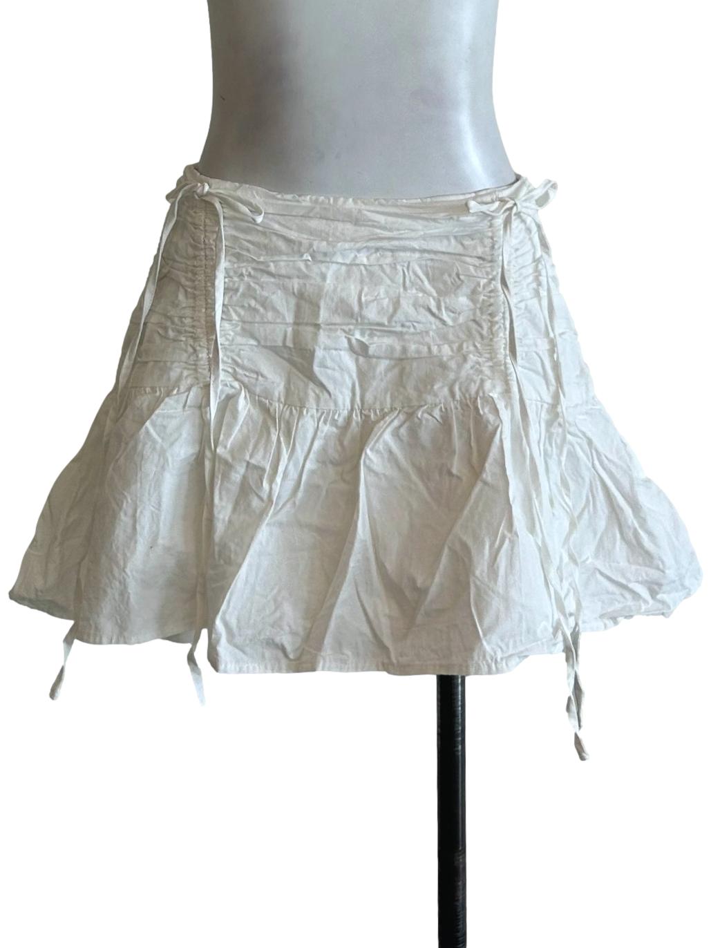 Pearl White Ruched Mini Skirt