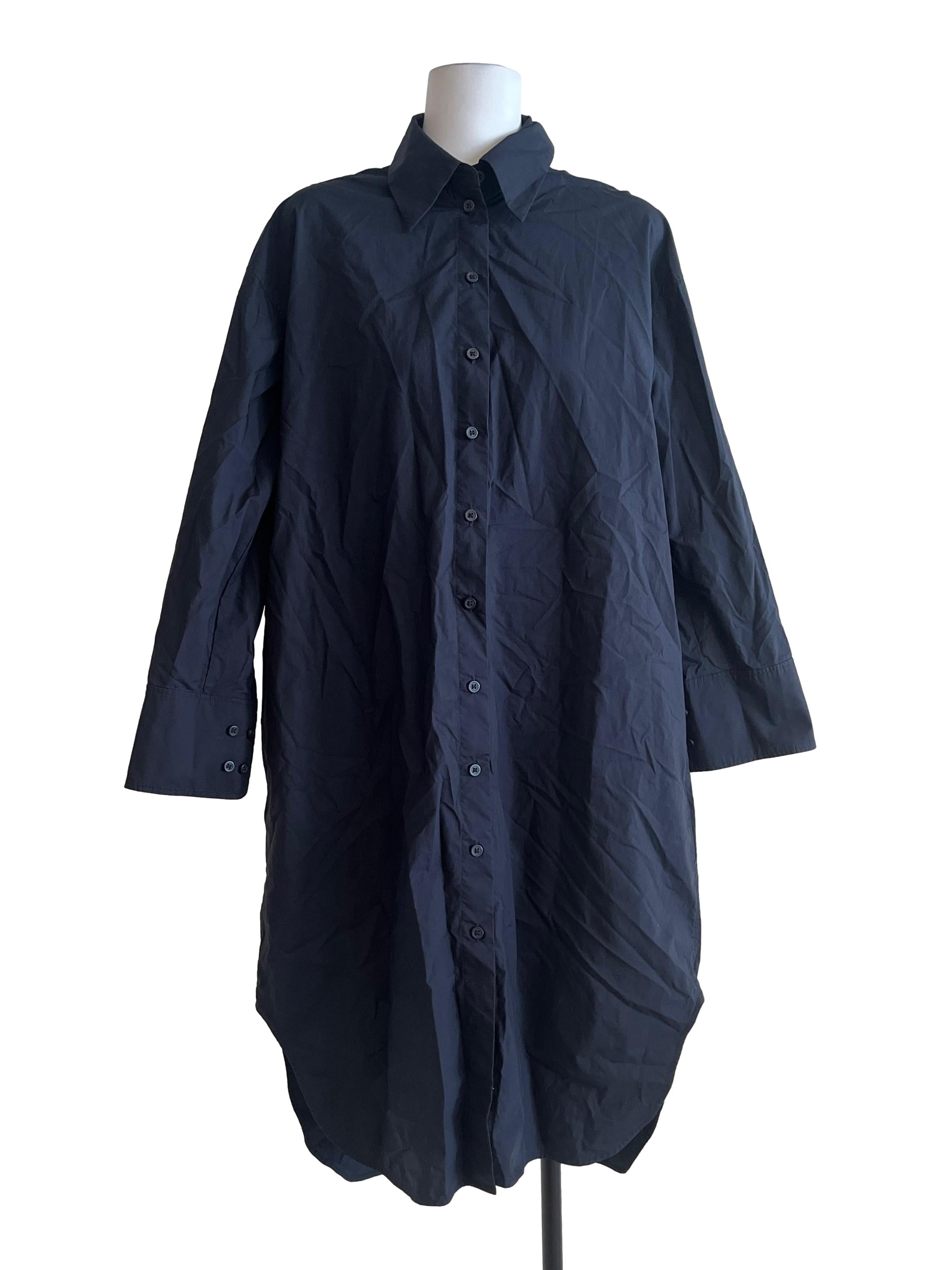 Onyx Black Long Sleeve Shirt Dress