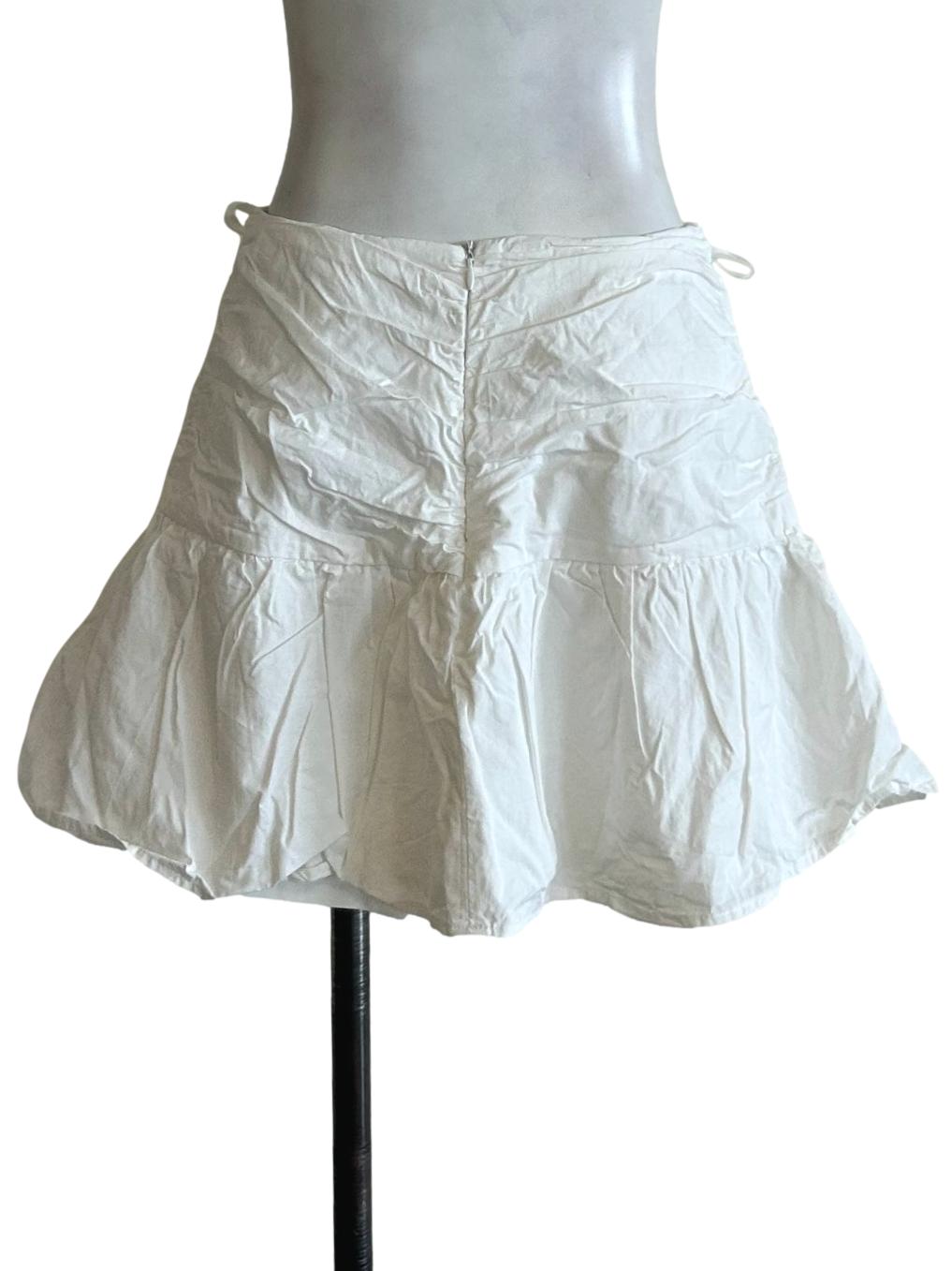 Pearl White Ruched Mini Skirt