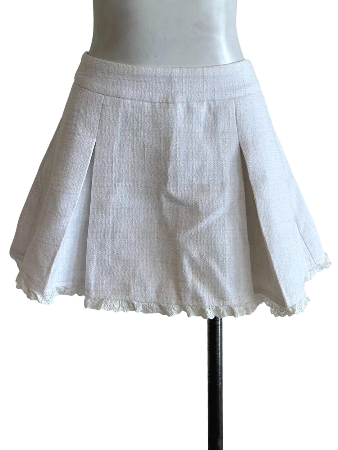 Snow White Tweed Mini Skirt