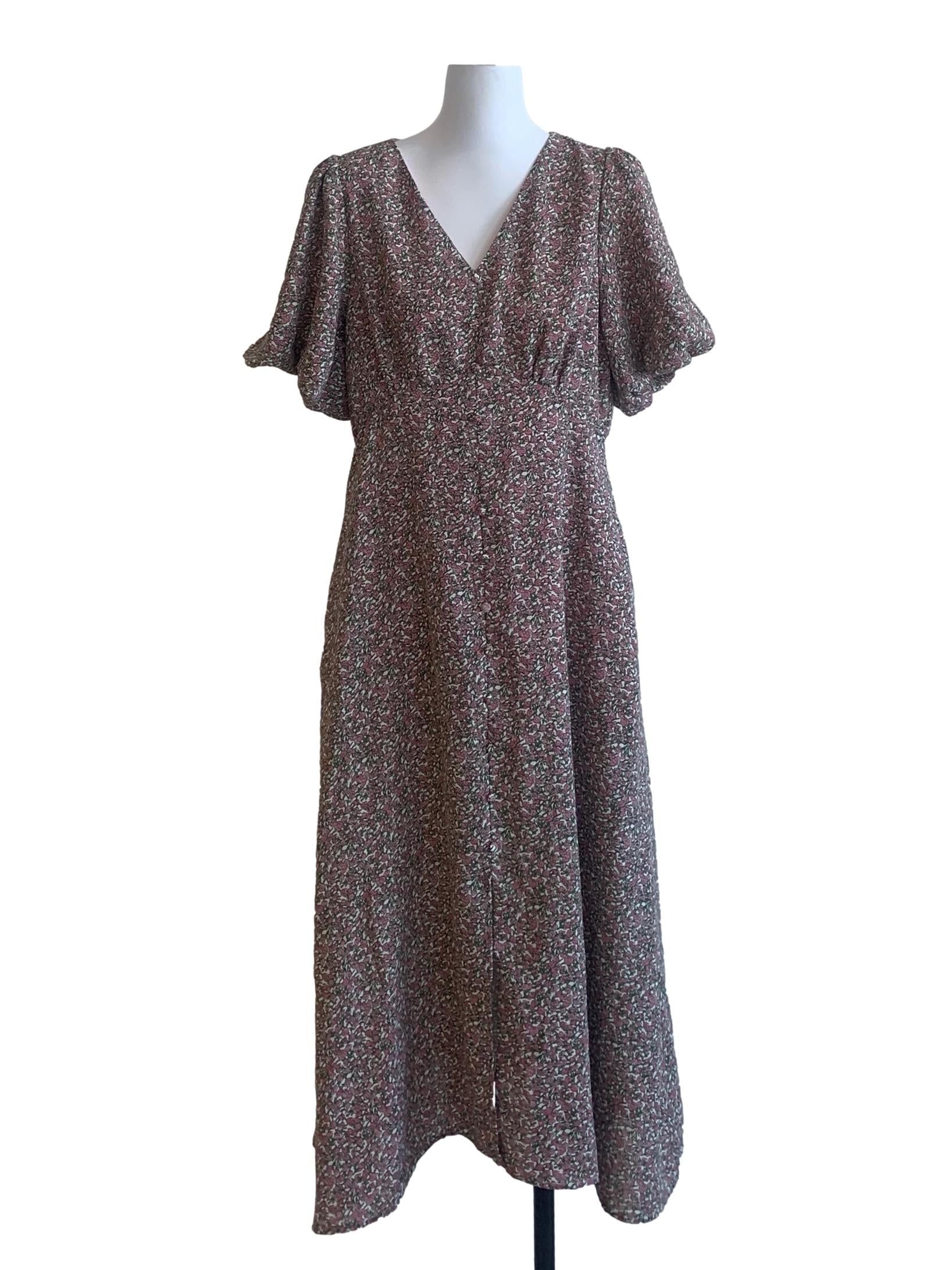 Pink Flower Pattern Empire Dress