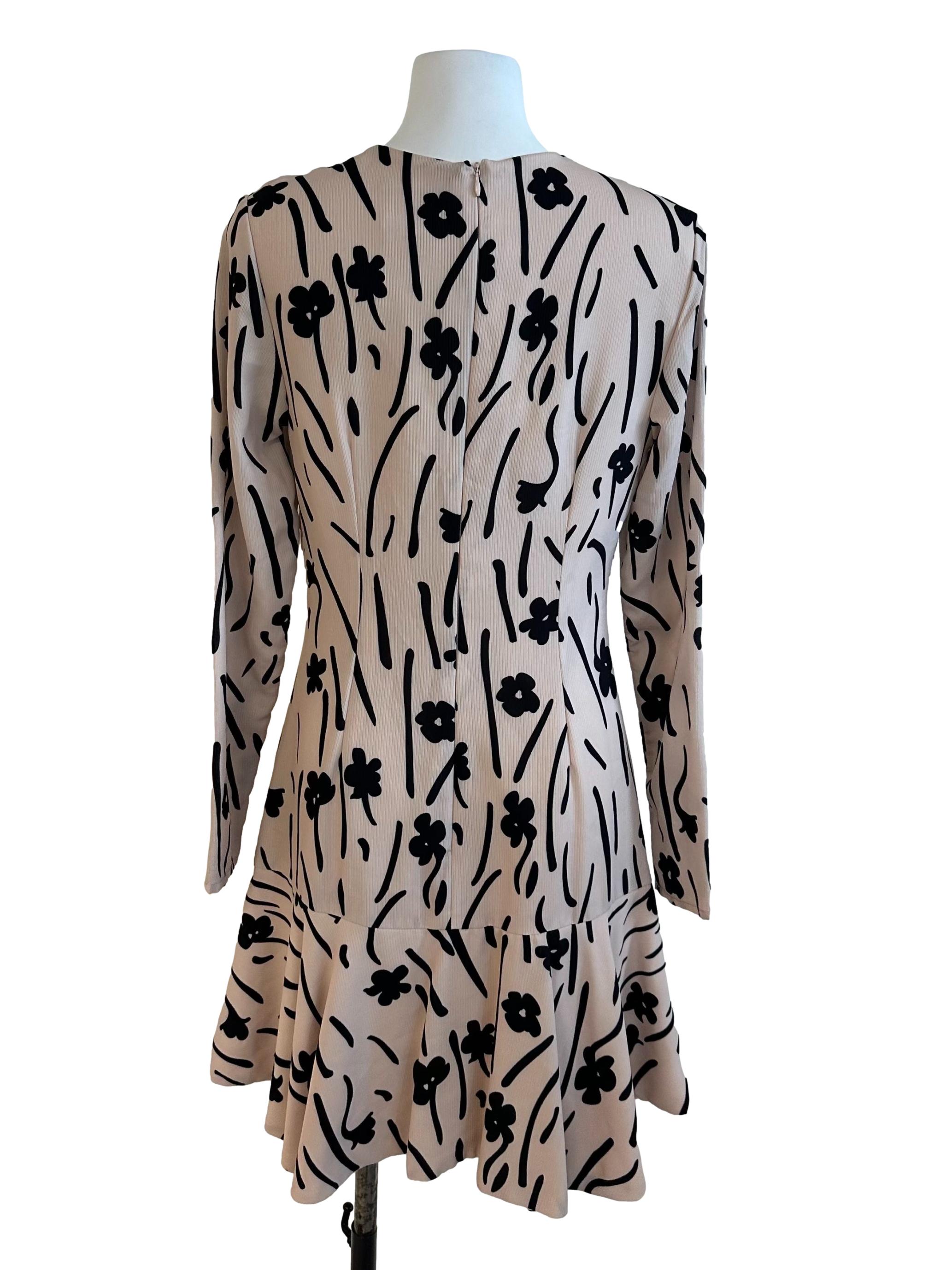Sand Beige Pattern Pleated Dress