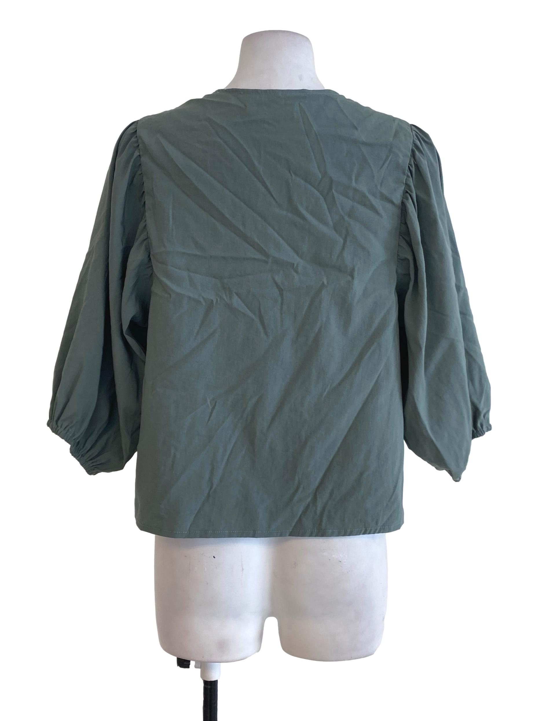 From There On Green Button Down Blouse | REFASH