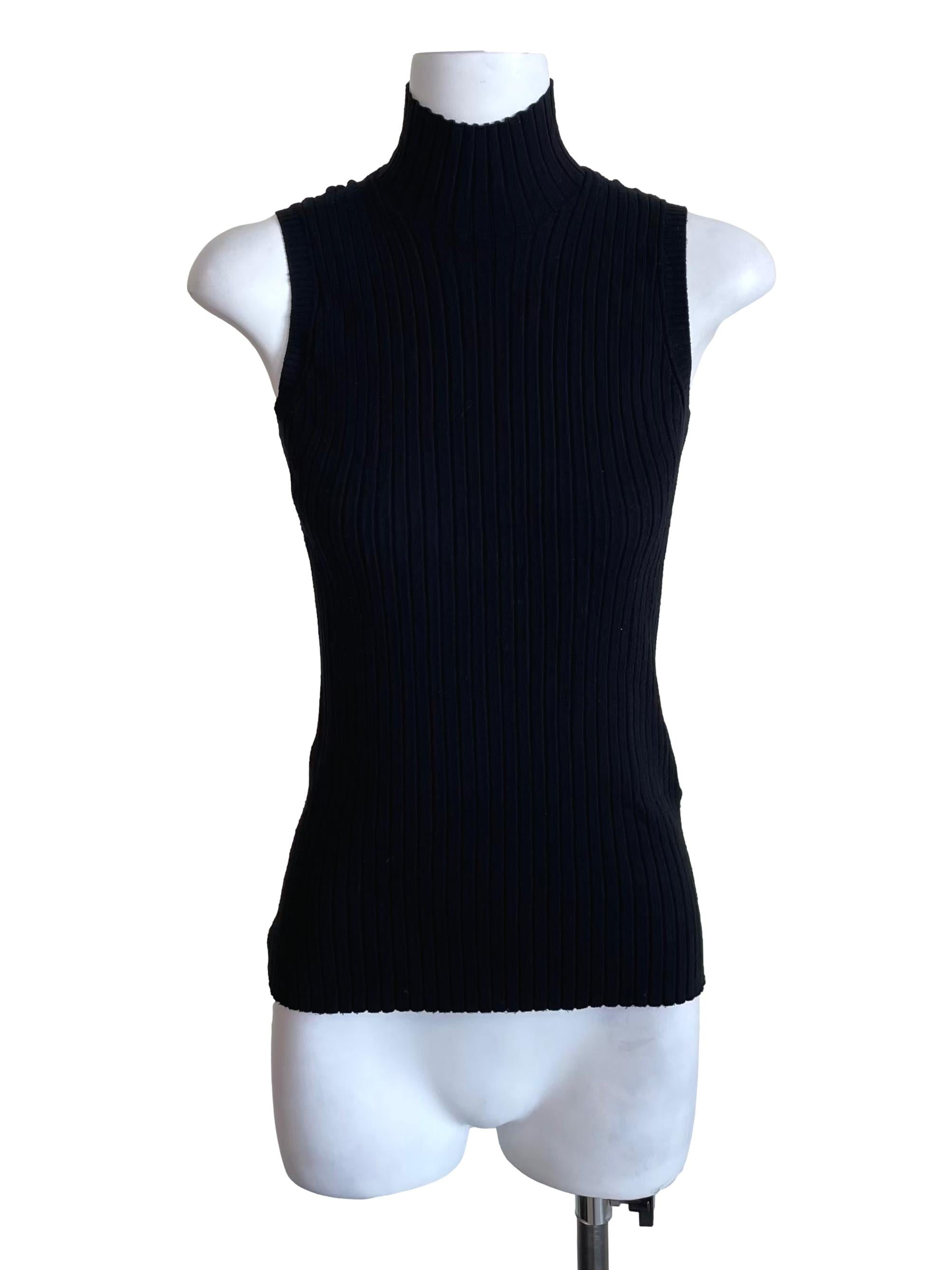 Black High Neck Knit Vest