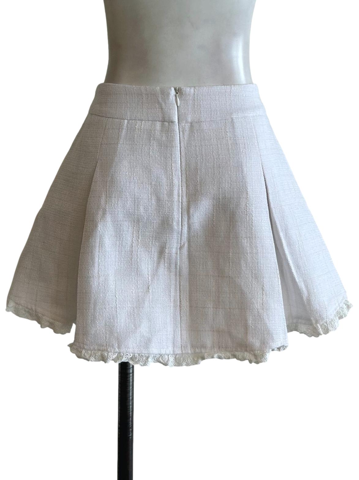 Snow White Tweed Mini Skirt