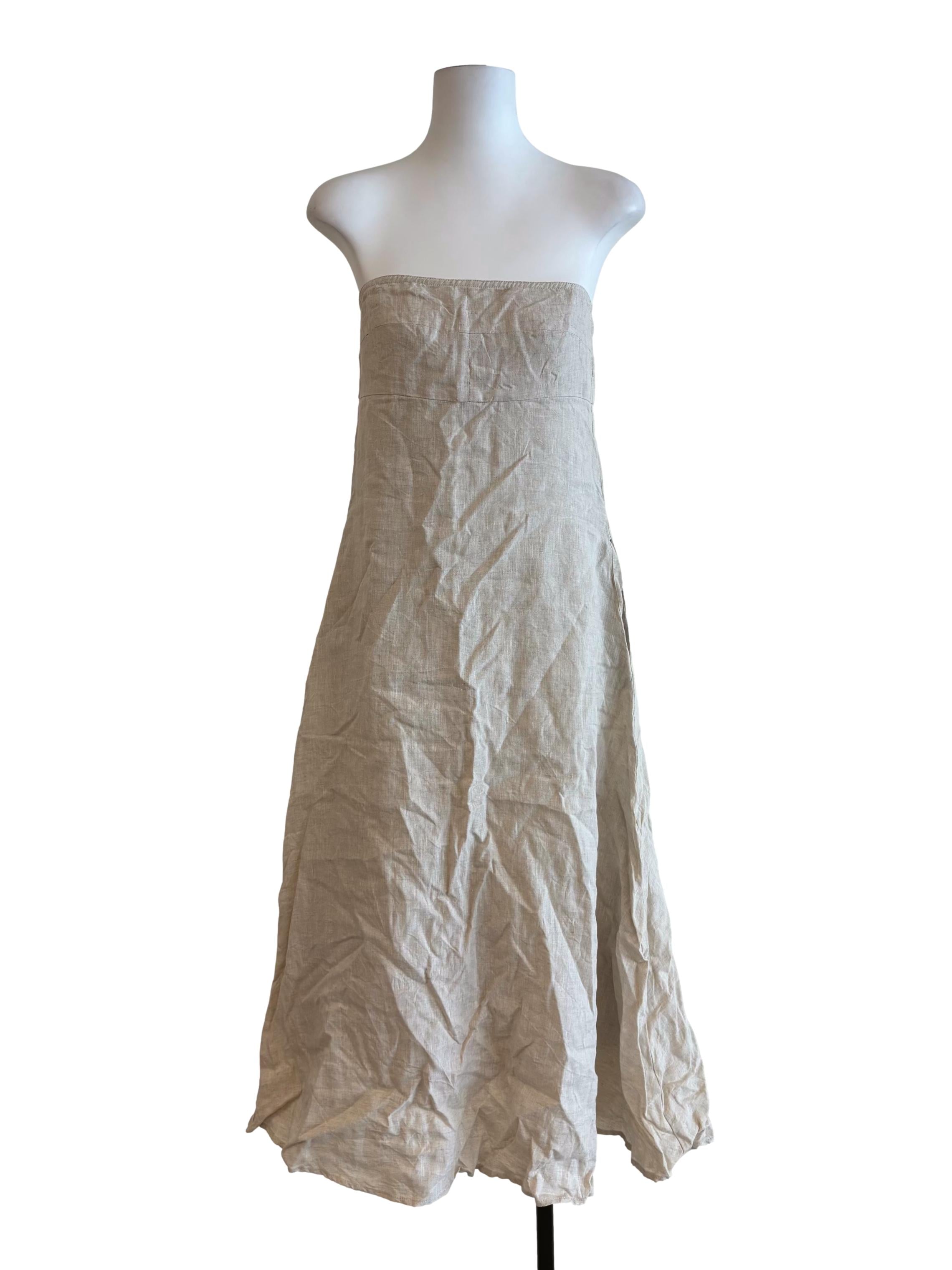 Eggshell Tube Linen Dress