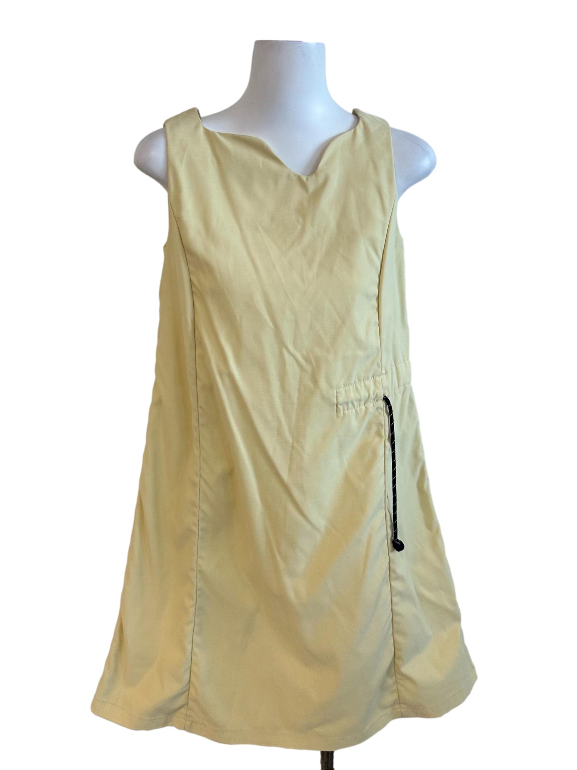 Light Yellow Panel Drawstring Dress
