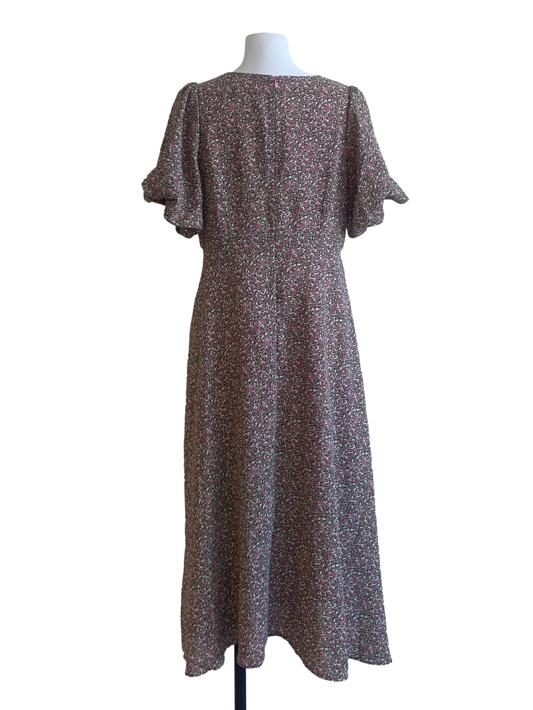 Pink Flower Pattern Empire Dress