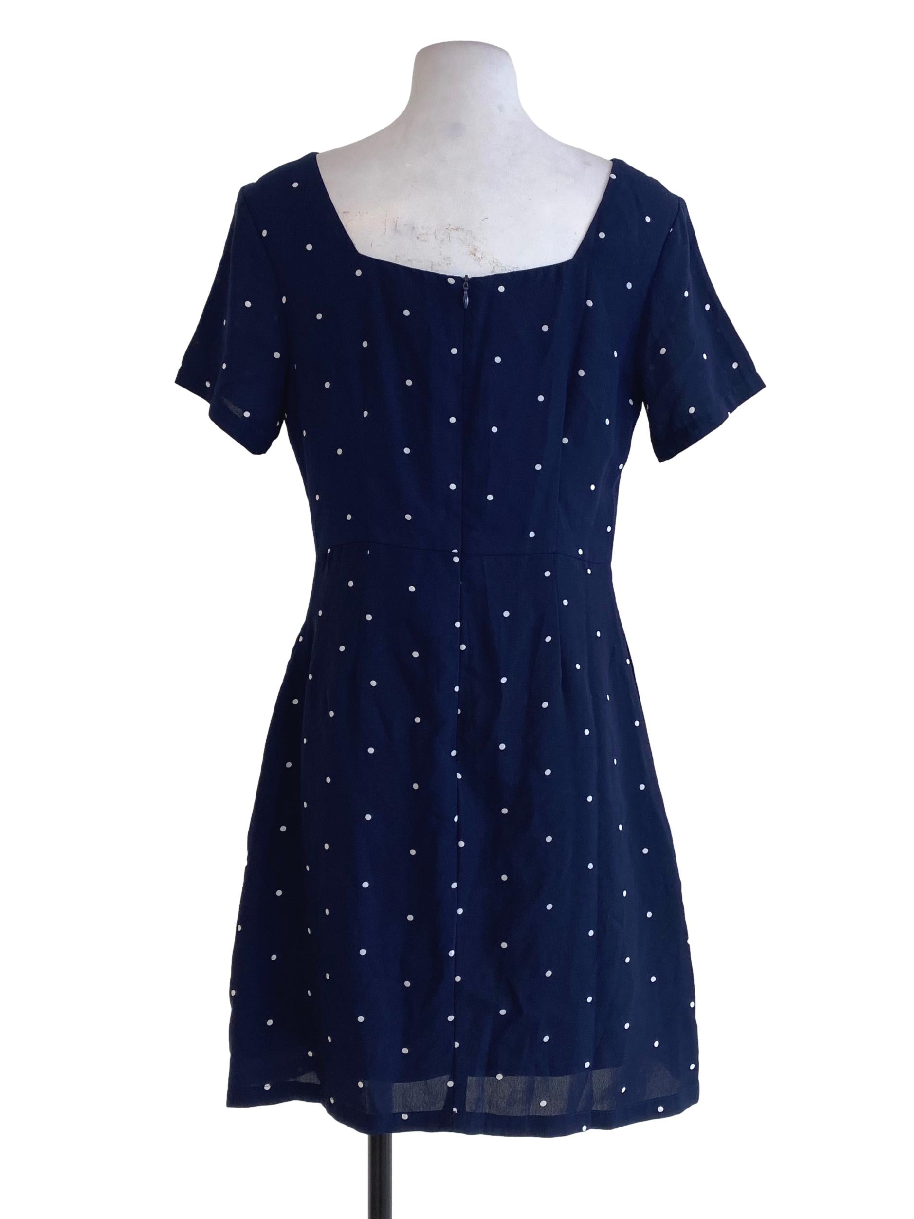 MGP Navy Blue Polka Dot Empire Dress | REFASH