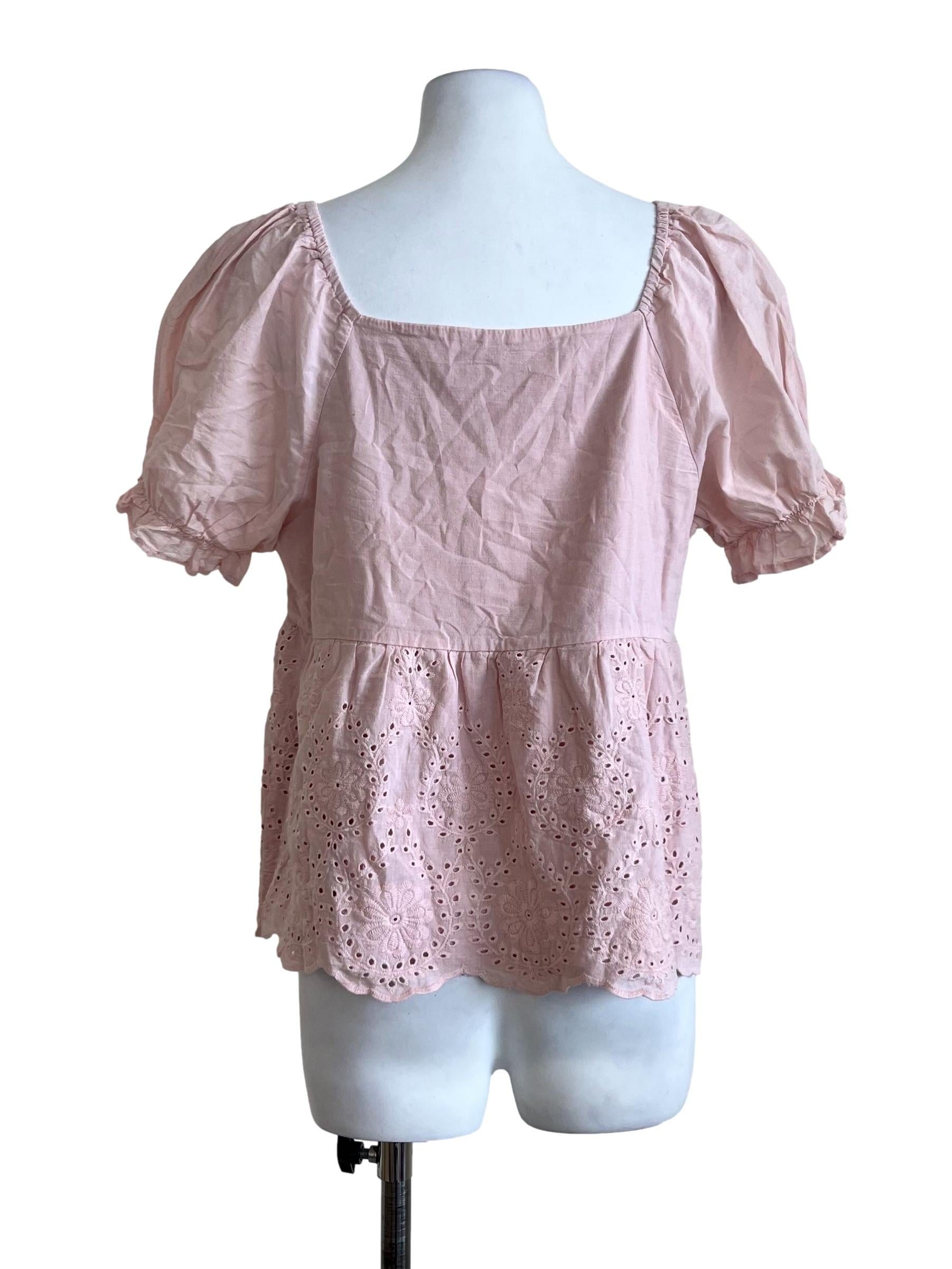 Pink Plain Lace Blouse
