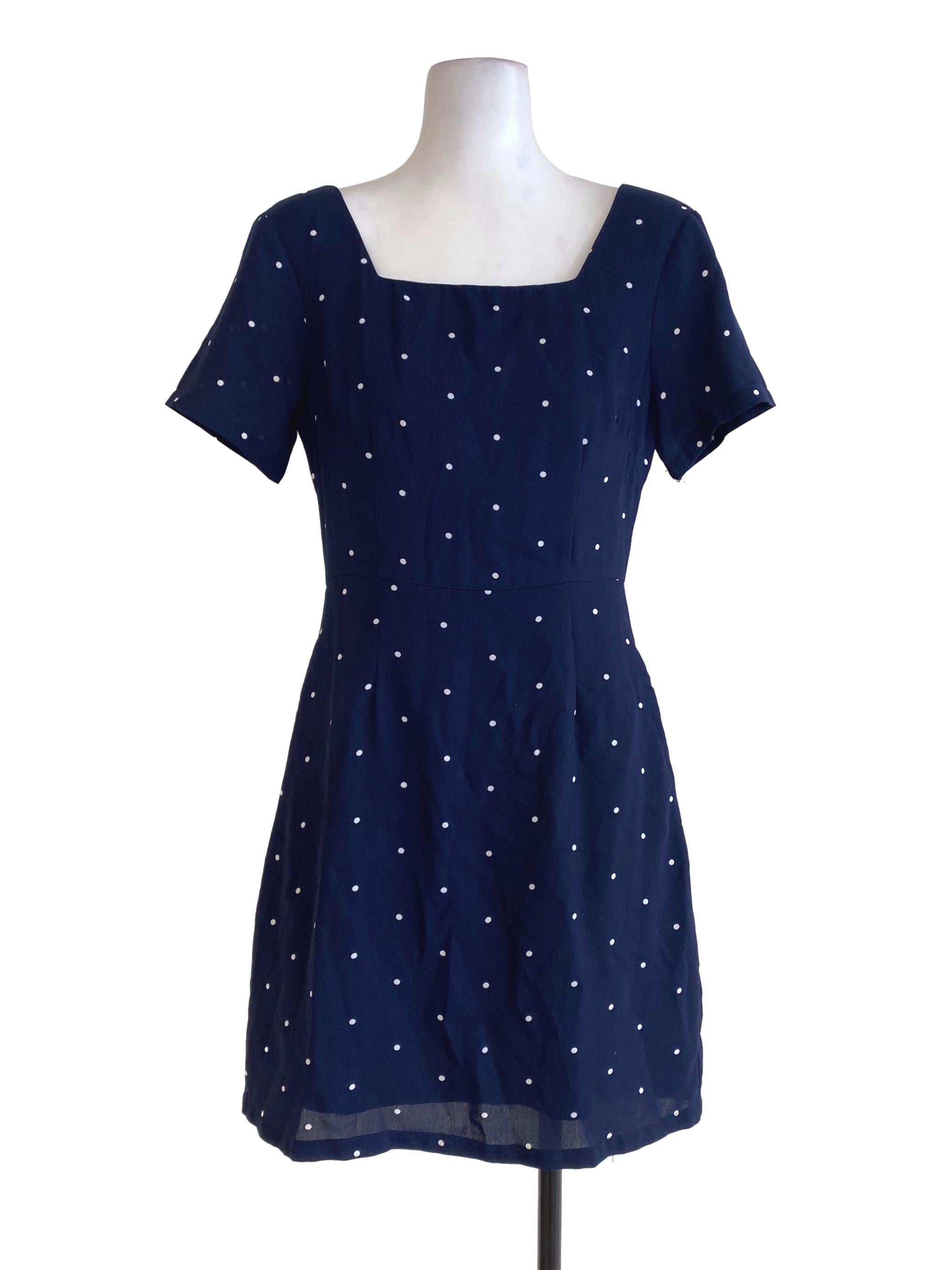 MGP Navy Blue Polka Dot Empire Dress | REFASH