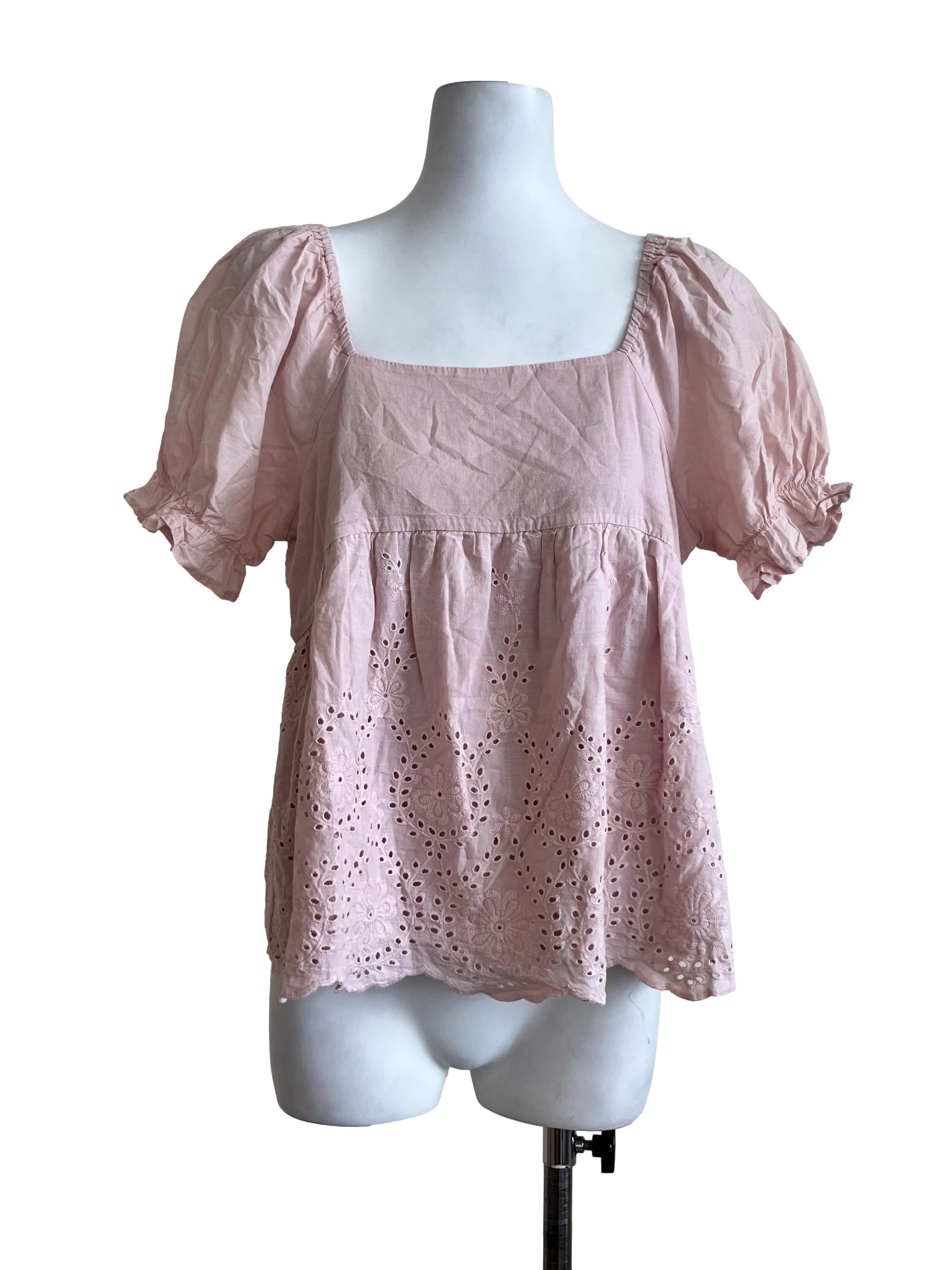 Pink Plain Lace Blouse
