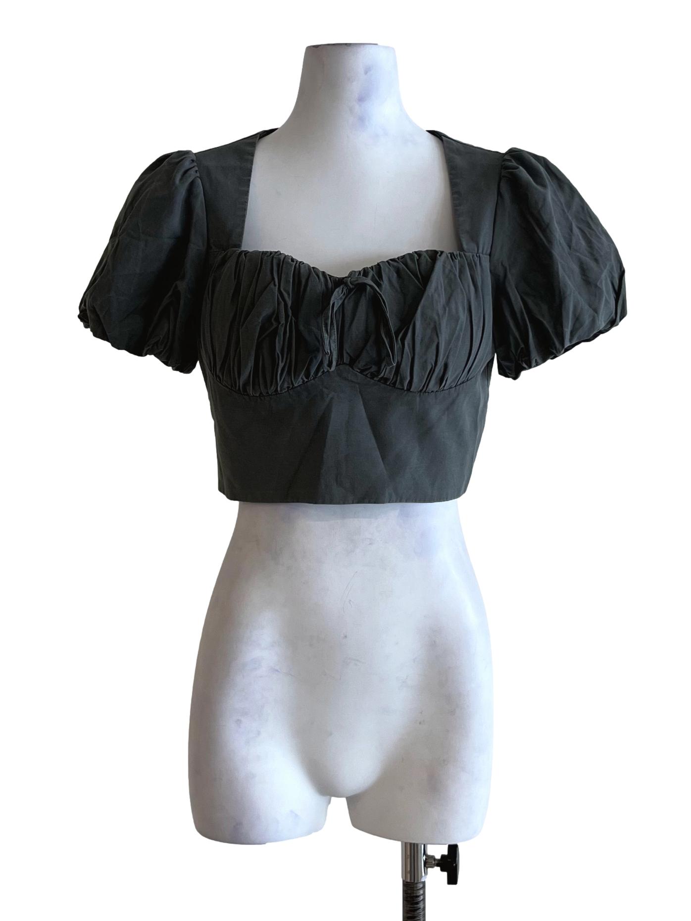 Ash Grey Sweetheart Neckline Blouse