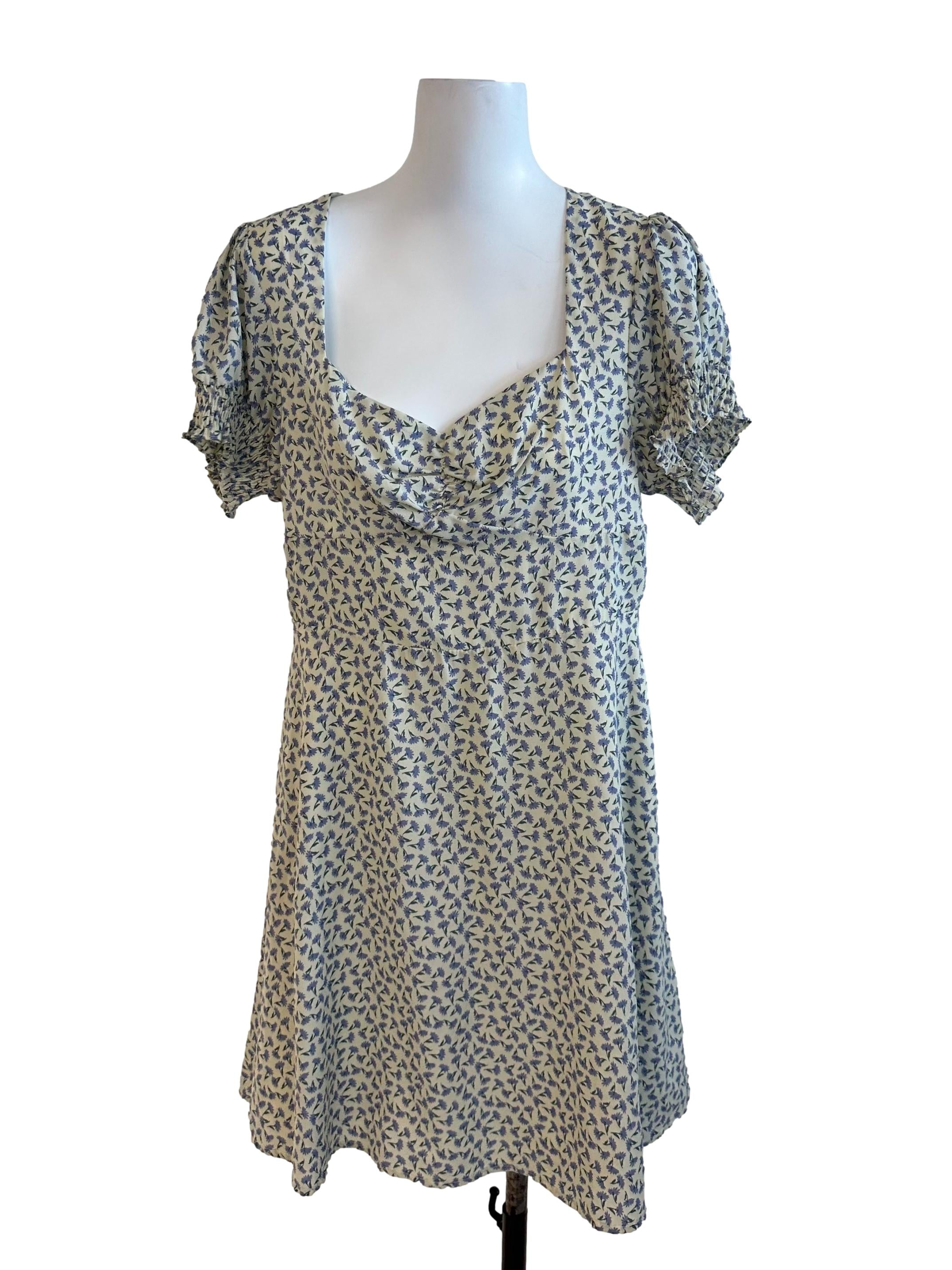 Ash Yellow Floral Puff Sleeve Dress