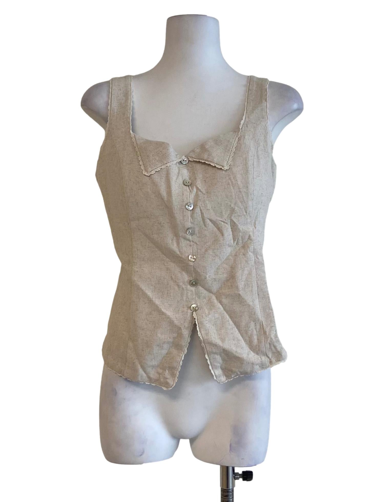 Parchment Beige Sleeveless Lace Top