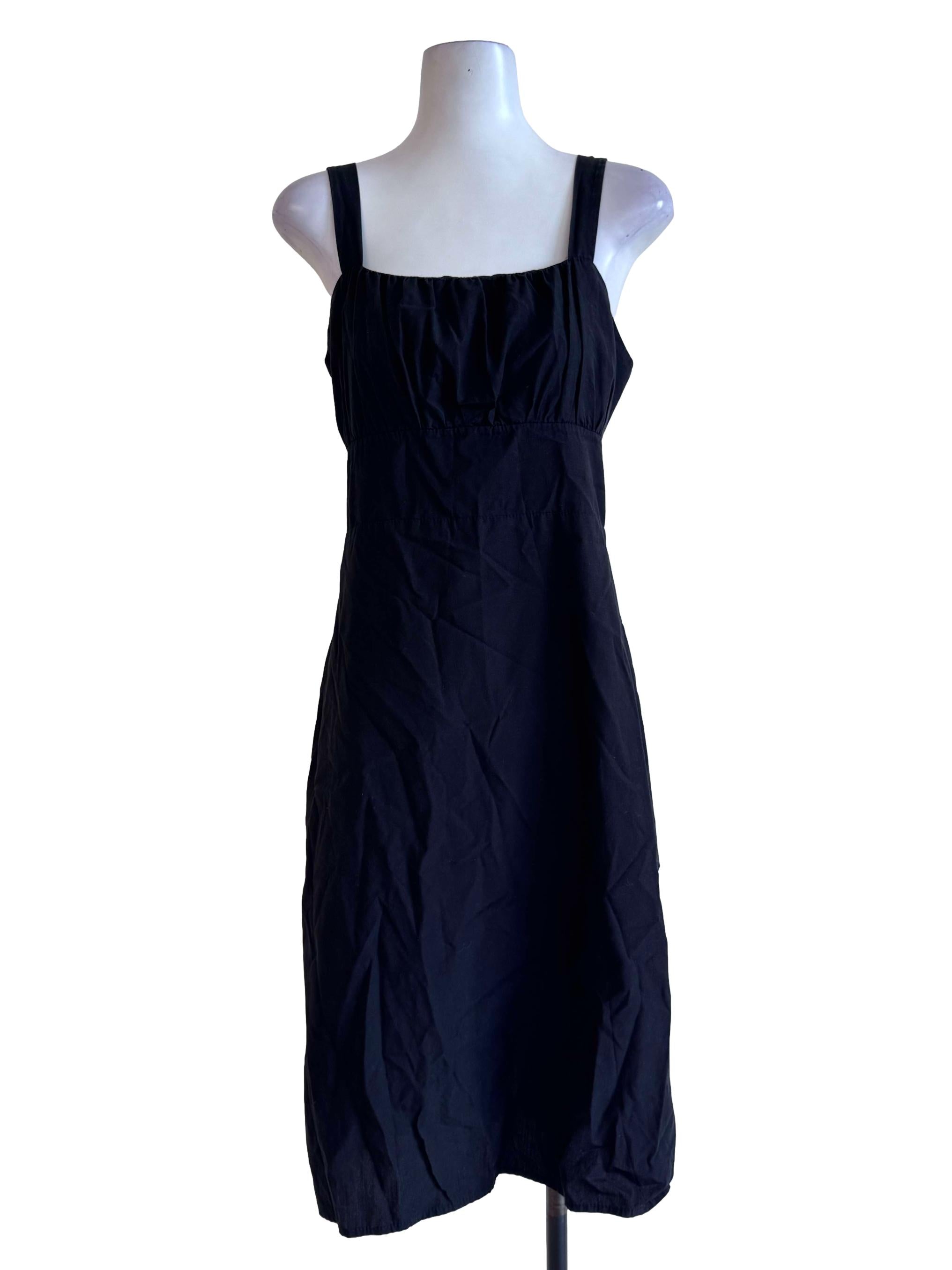 Black Square Neck Sleeveless A Line Dress