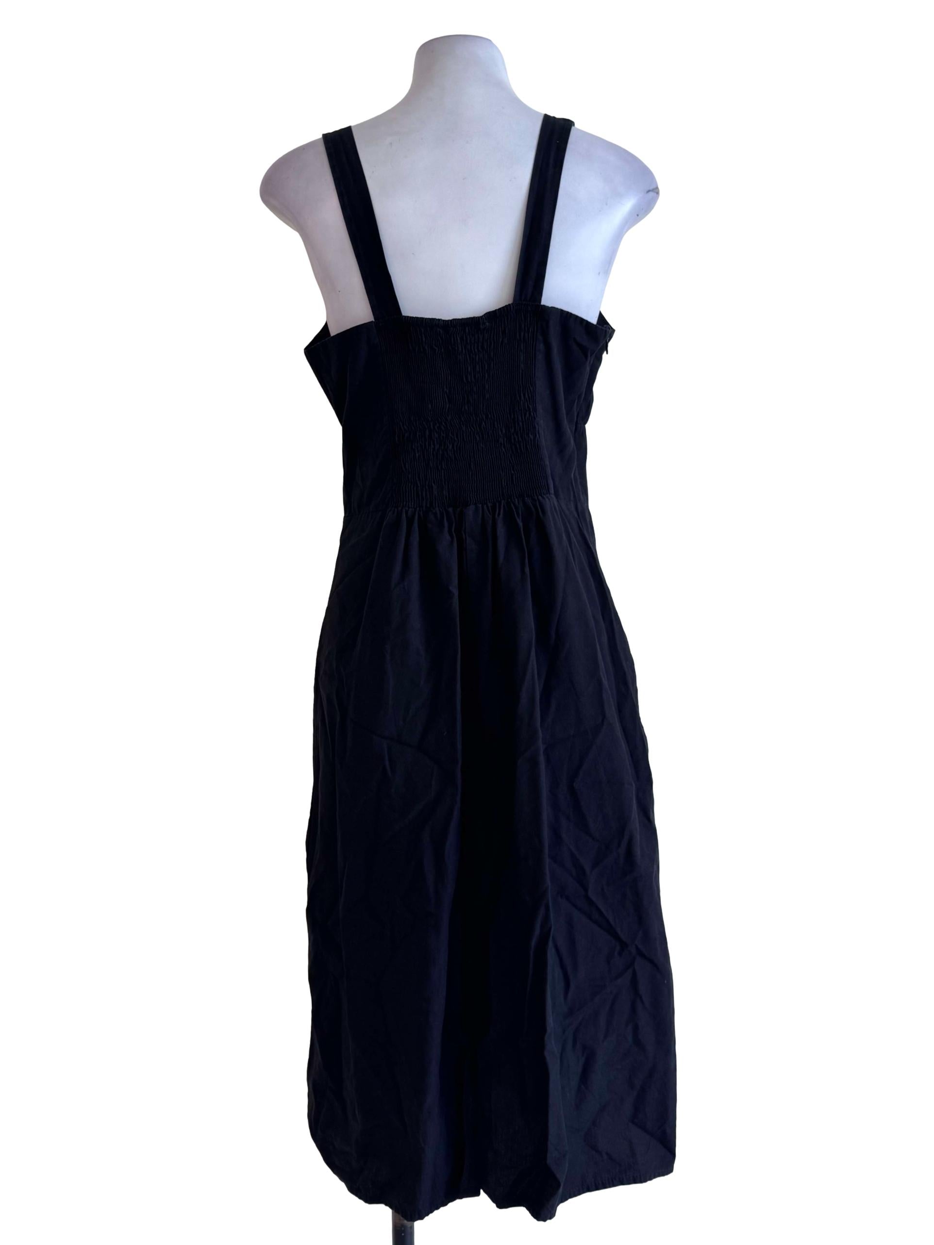 Black Square Neck Sleeveless A Line Dress