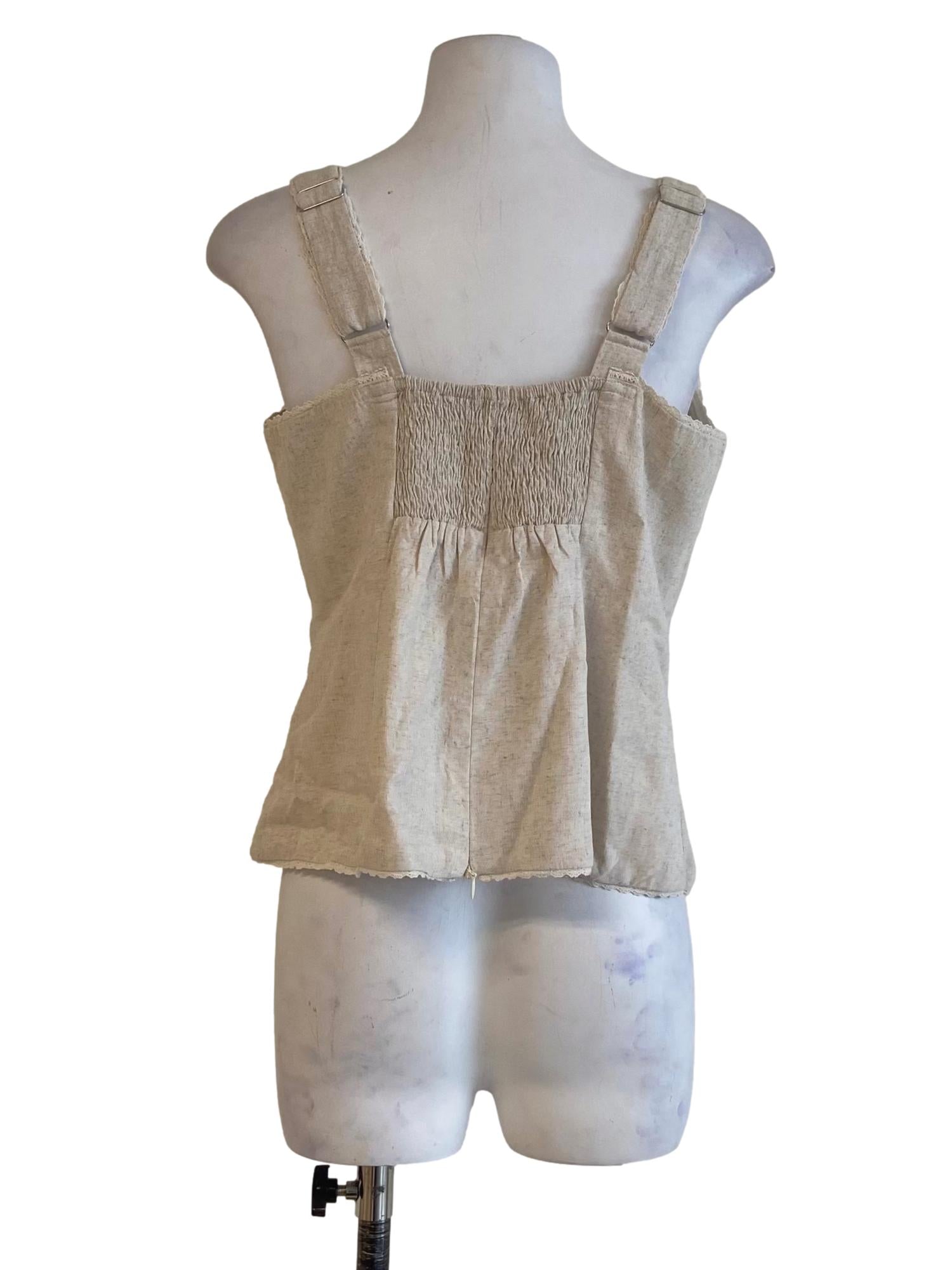 Parchment Beige Sleeveless Lace Top