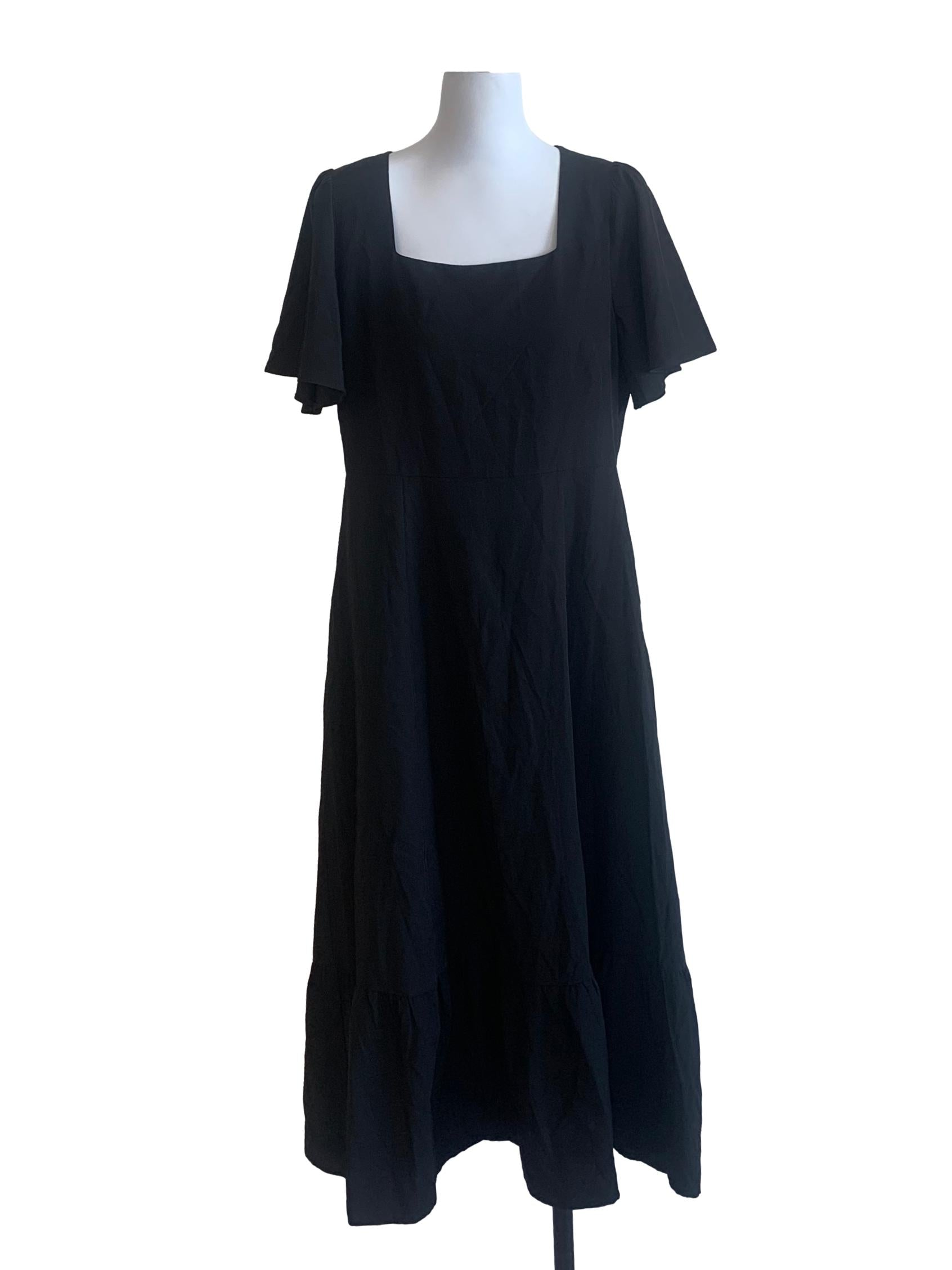 Charcoal Black Square Neck Dress
