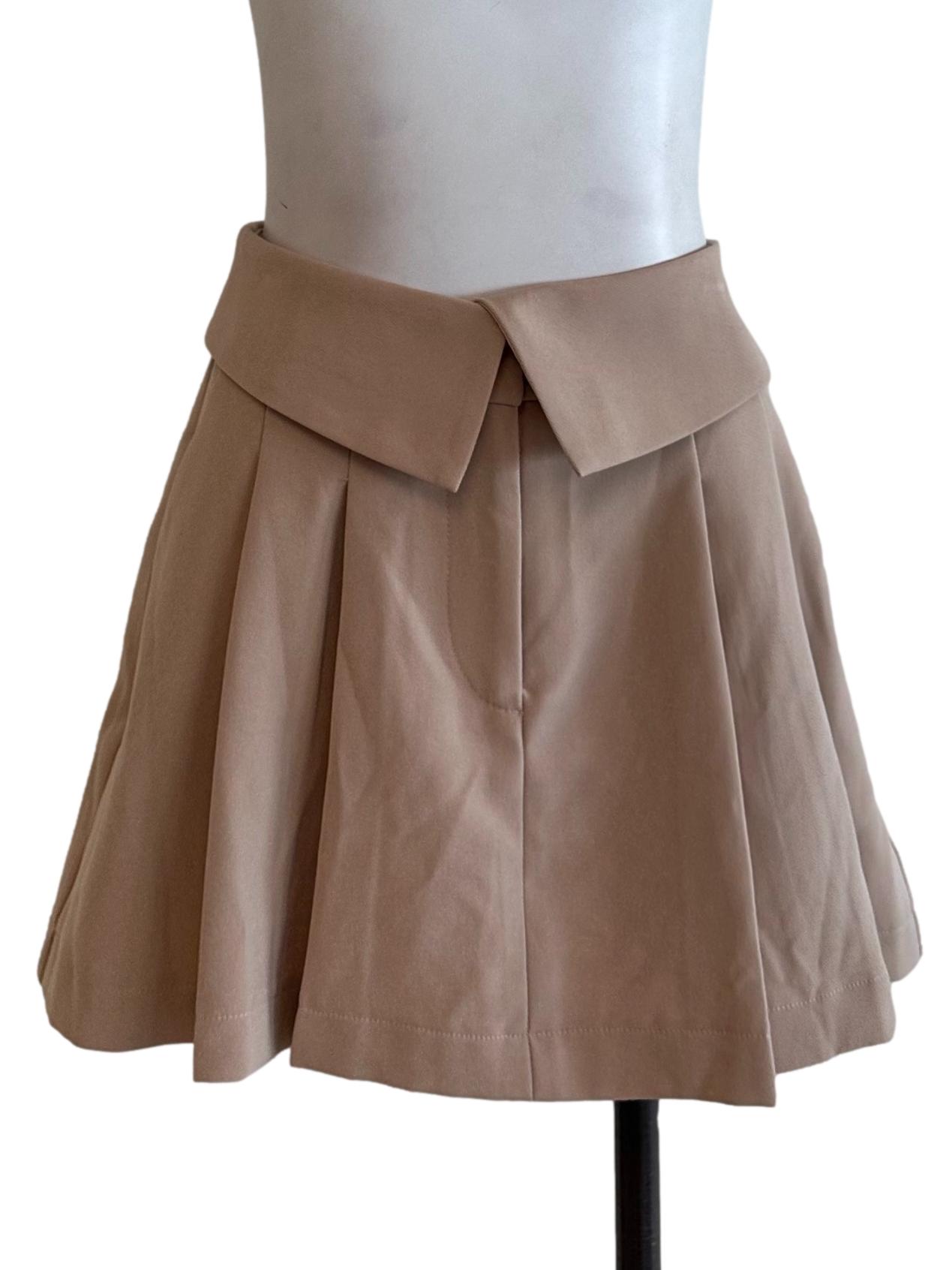 Khaki Brown Box Pleated Skorts