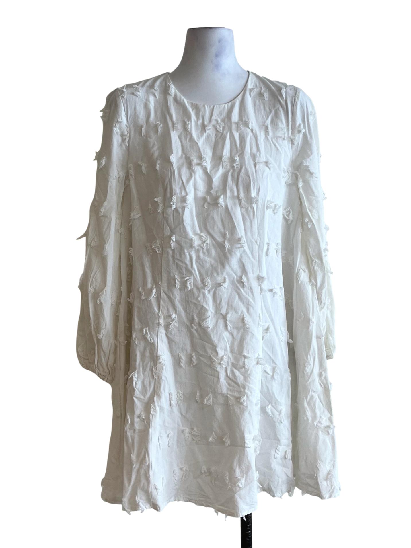 White Jewel Neckline Shift Dress LB
