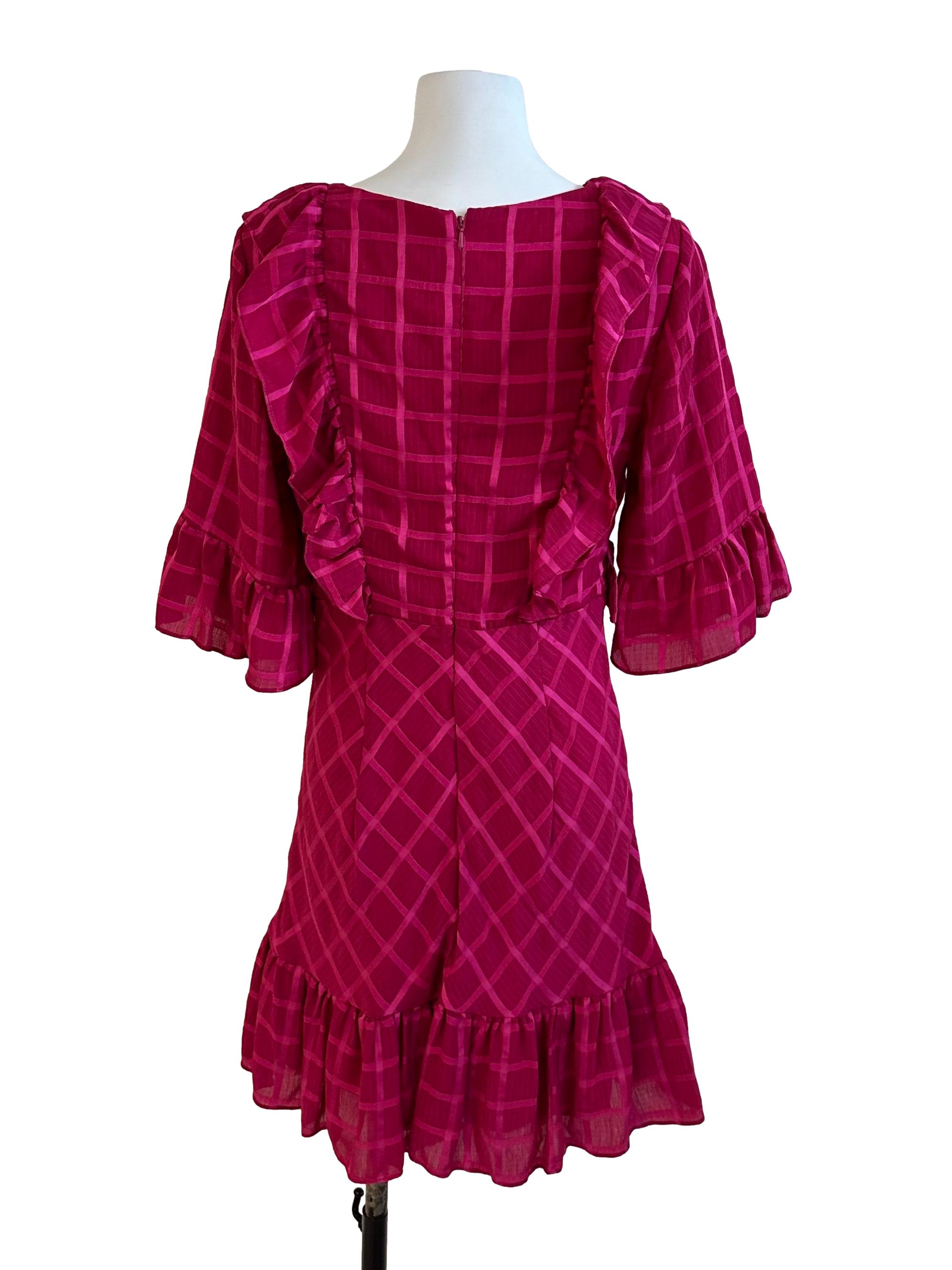 Fushia Pink Plaid Ruffle Dress