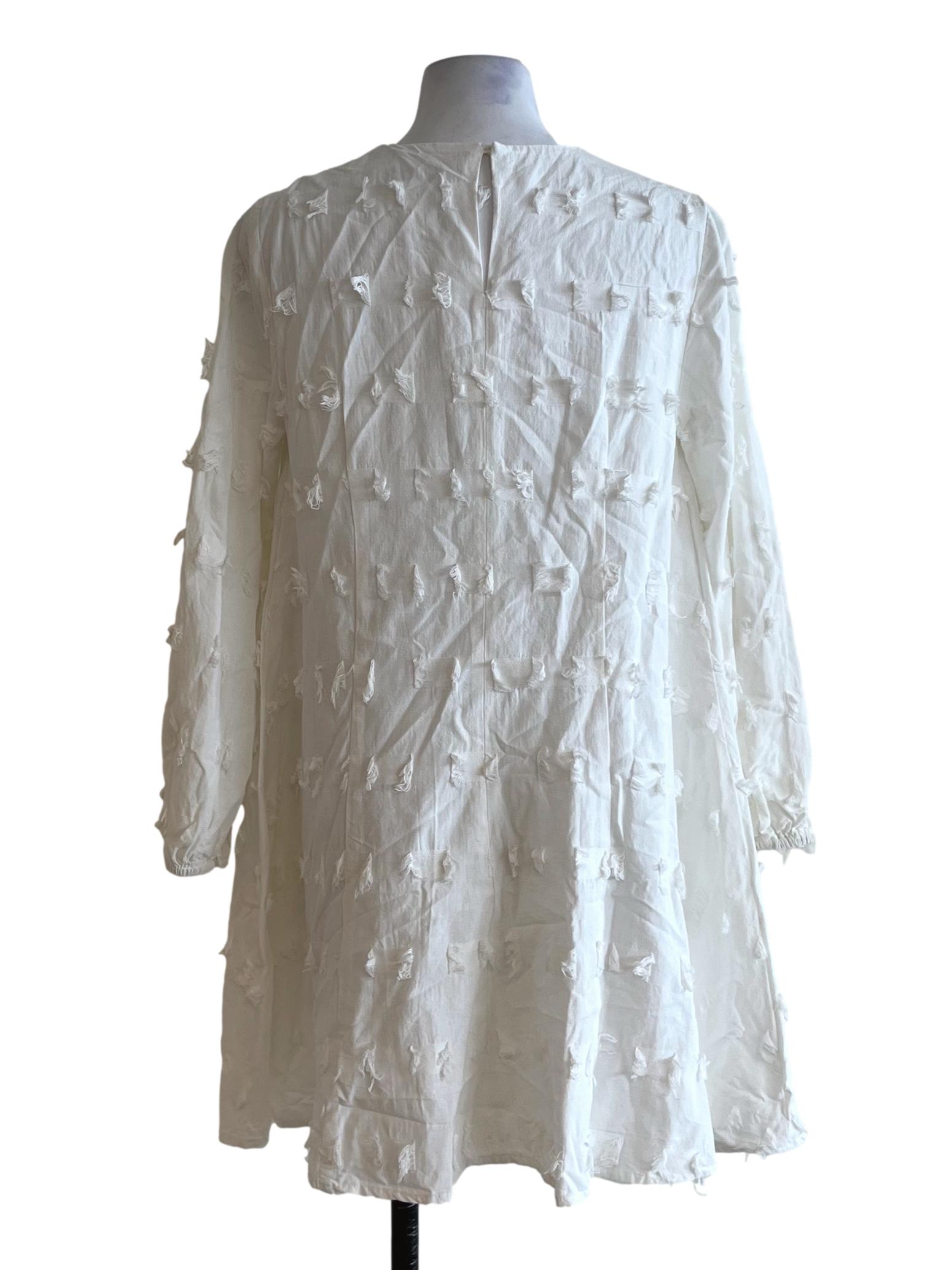 White Jewel Neckline Shift Dress LB