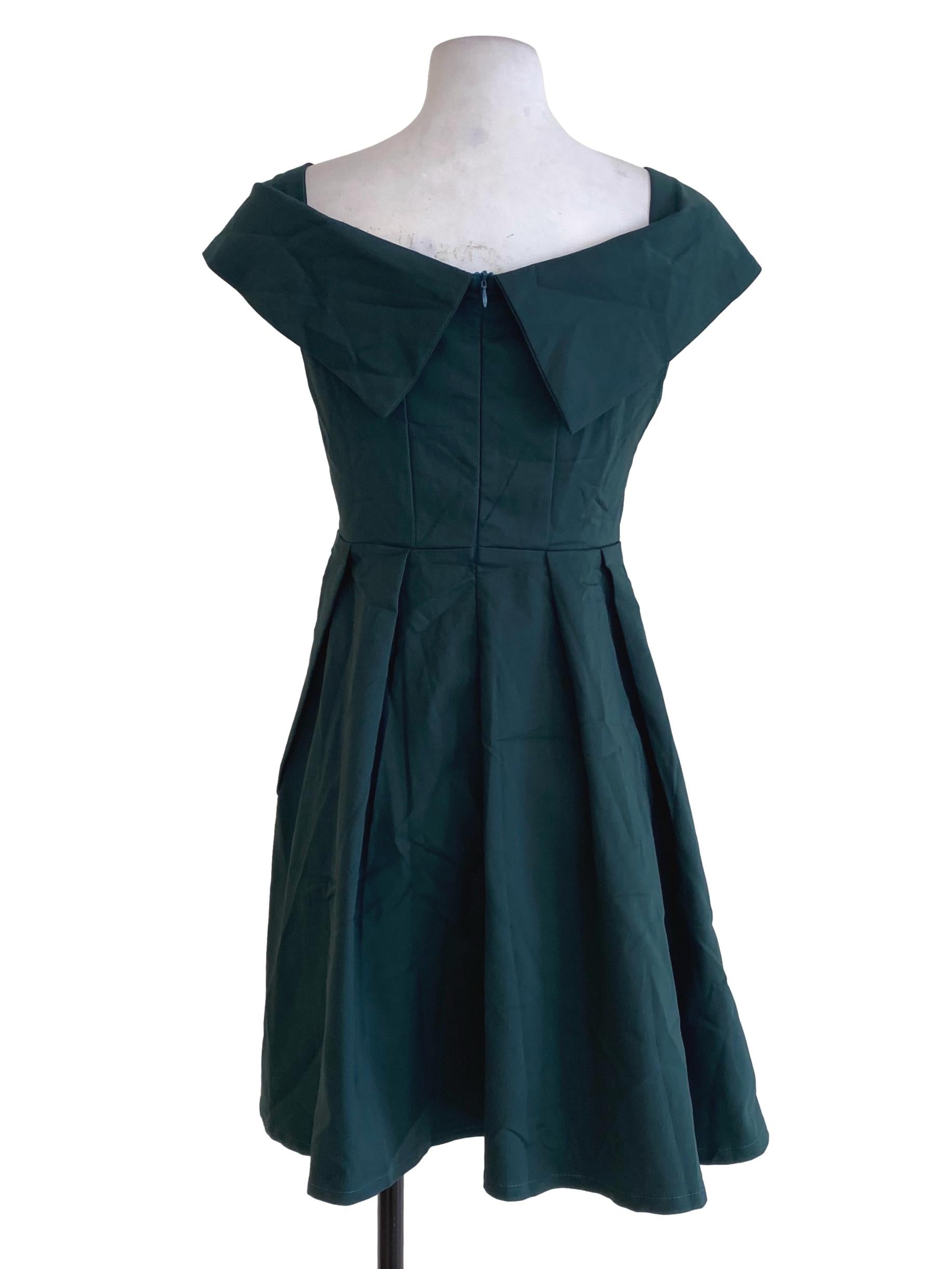 Topazette Green Overlapped Blouson Dress | REFASH