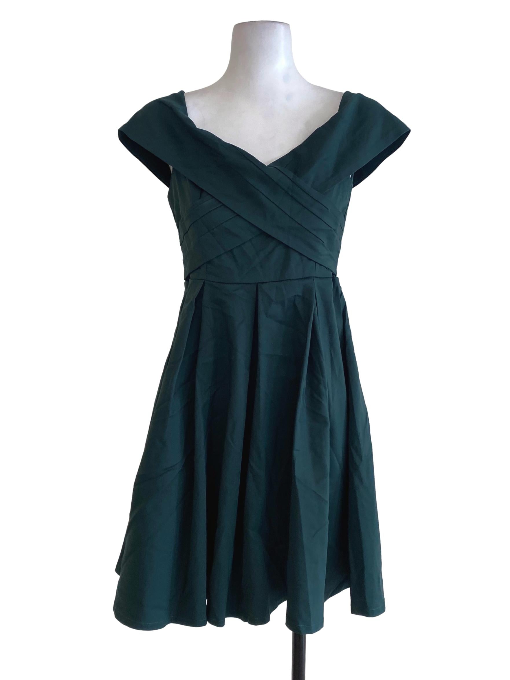 Topazette Green Overlapped Blouson Dress | REFASH