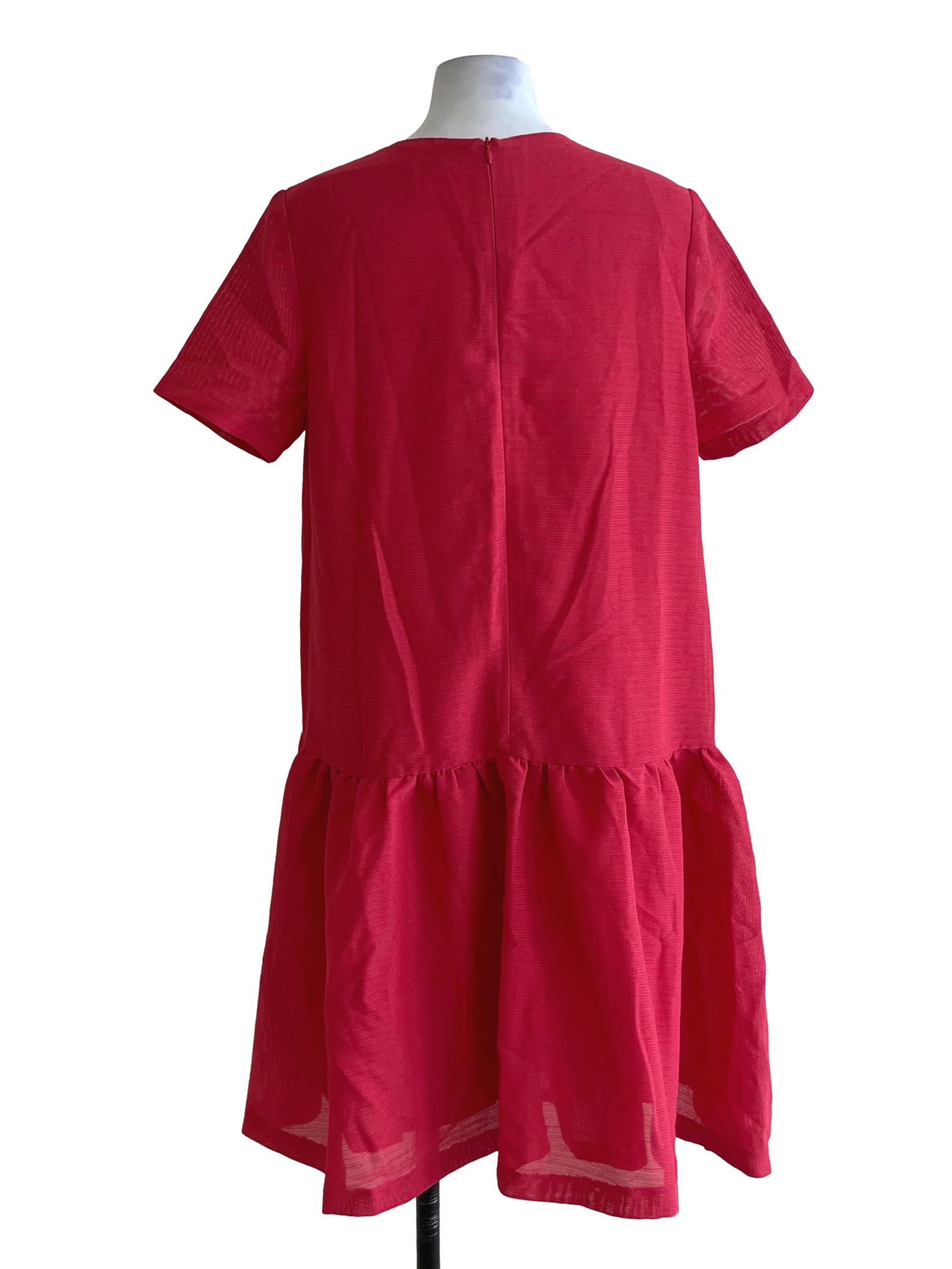 Strawberry Pink Jewel Neckline Empire Dress