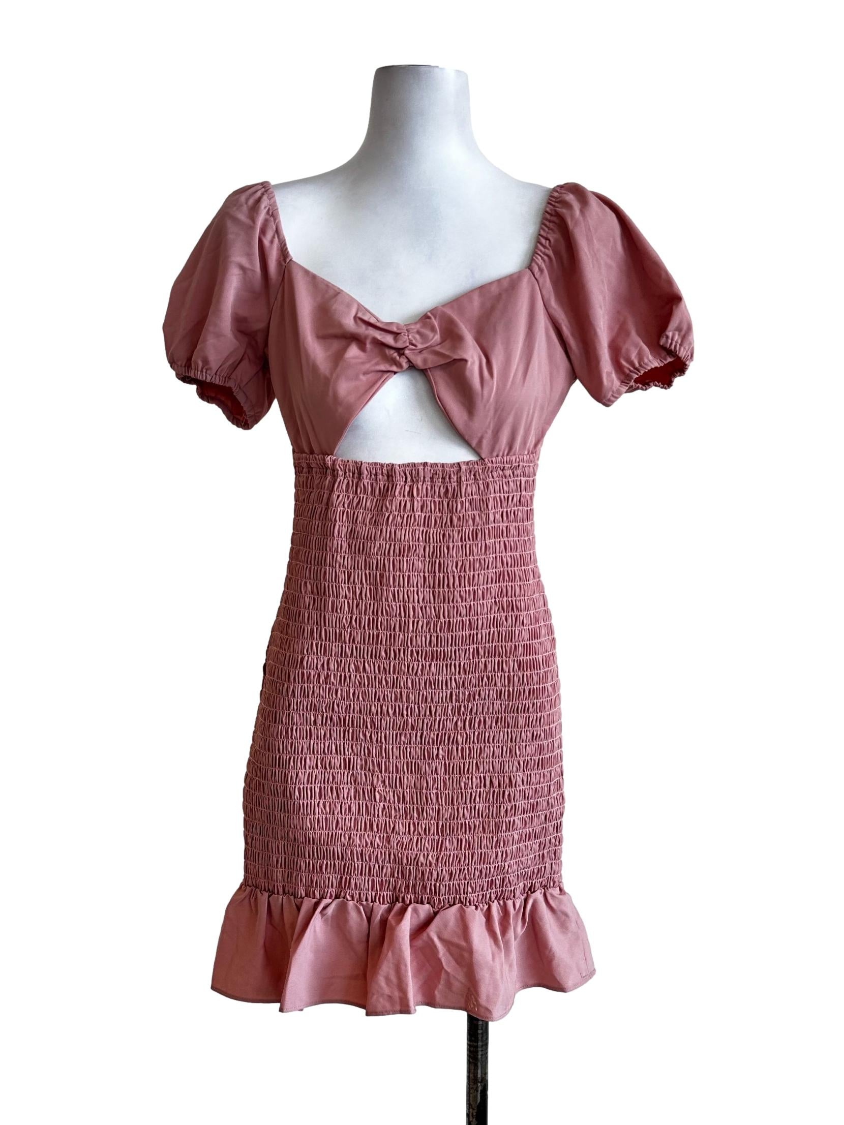 Blush Pink Texture Stretchable Mini Dress