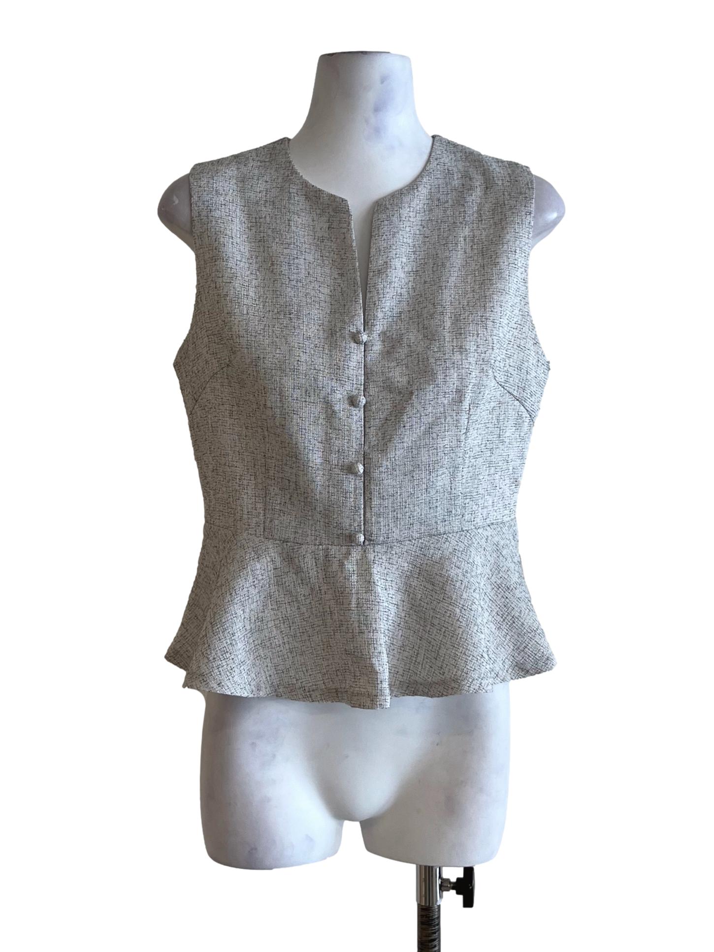 White V-Neckline Sleeveless Top