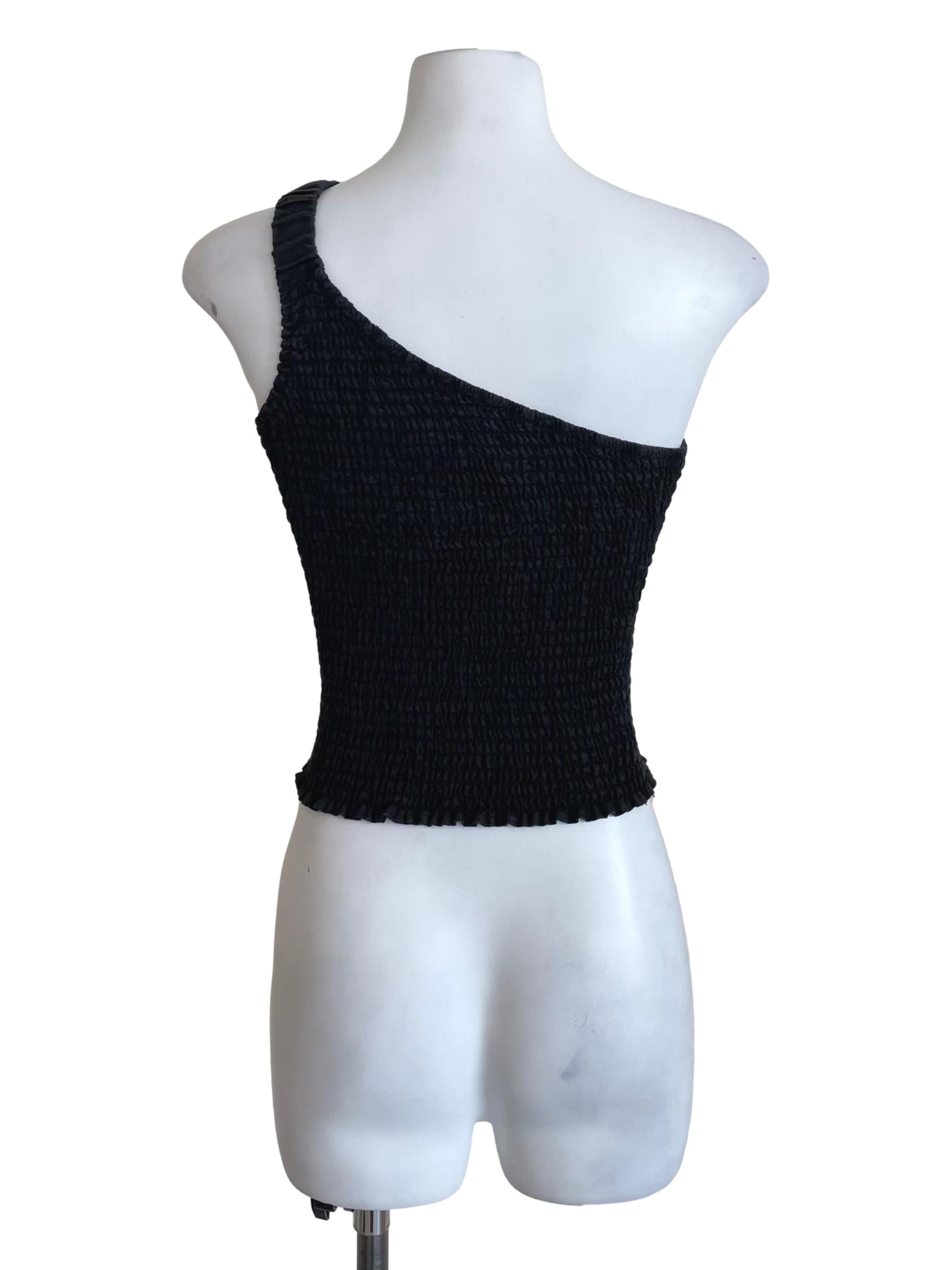 Charcoal Asymmetric Shirred Top CM
