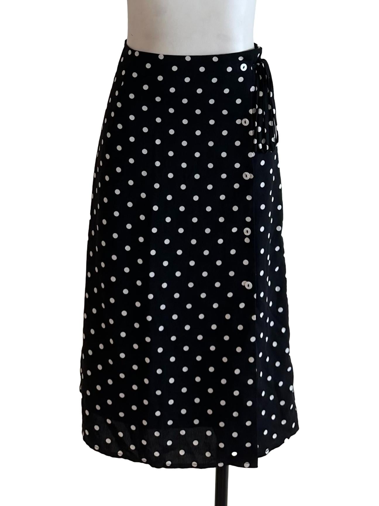 Raven Black Polkadot Wrap Skirt