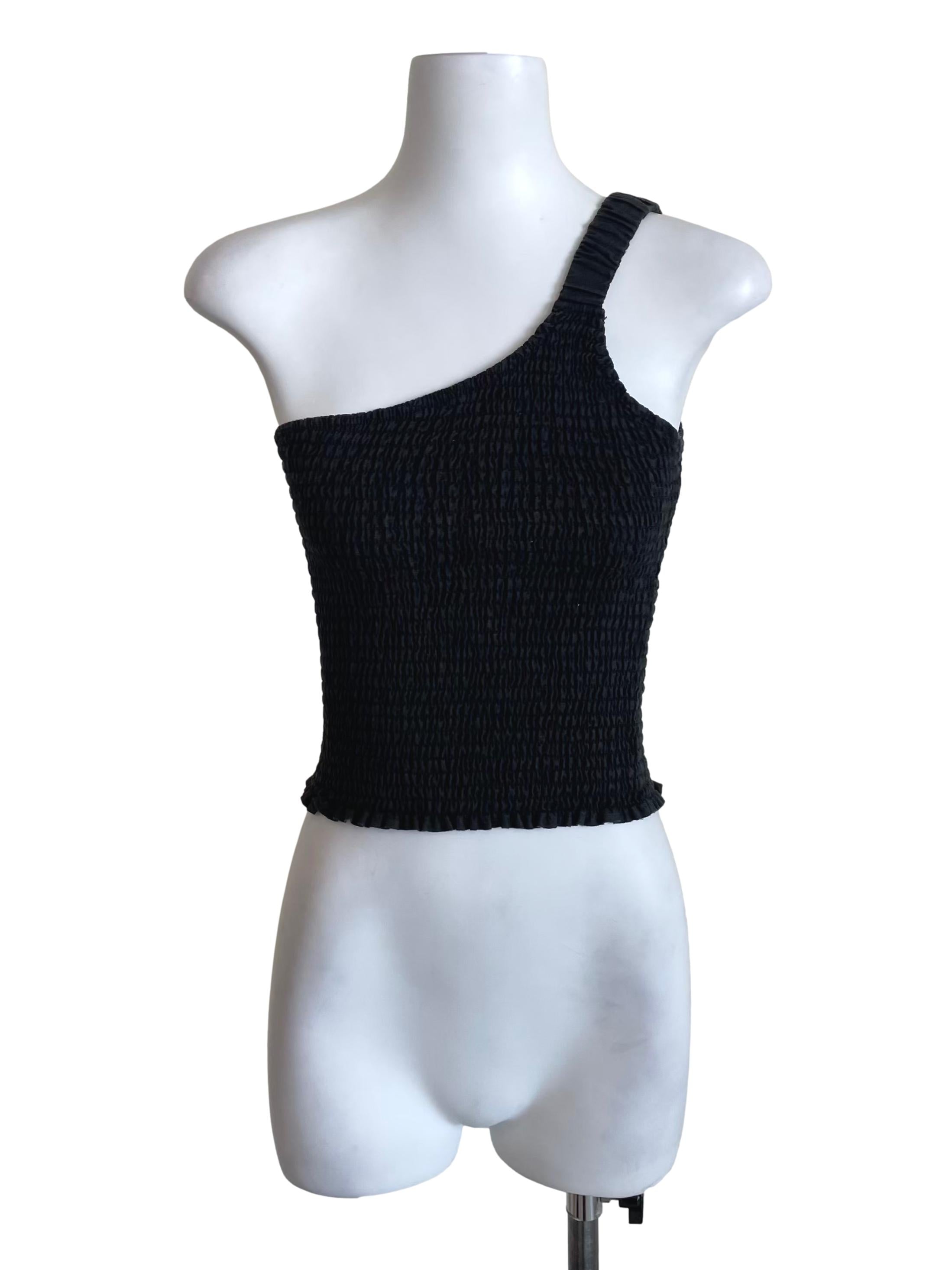 Charcoal Asymmetric Shirred Top CM