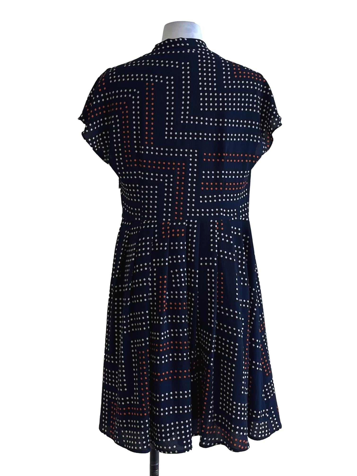 Navy Blue Polka Dot Empire Dress