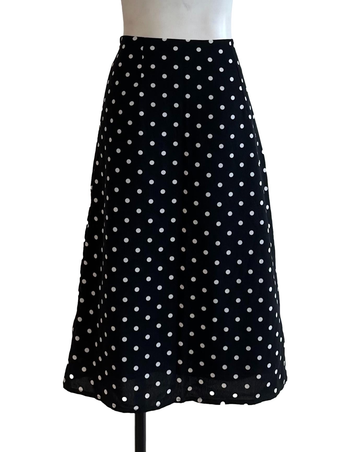 Raven Black Polkadot Wrap Skirt