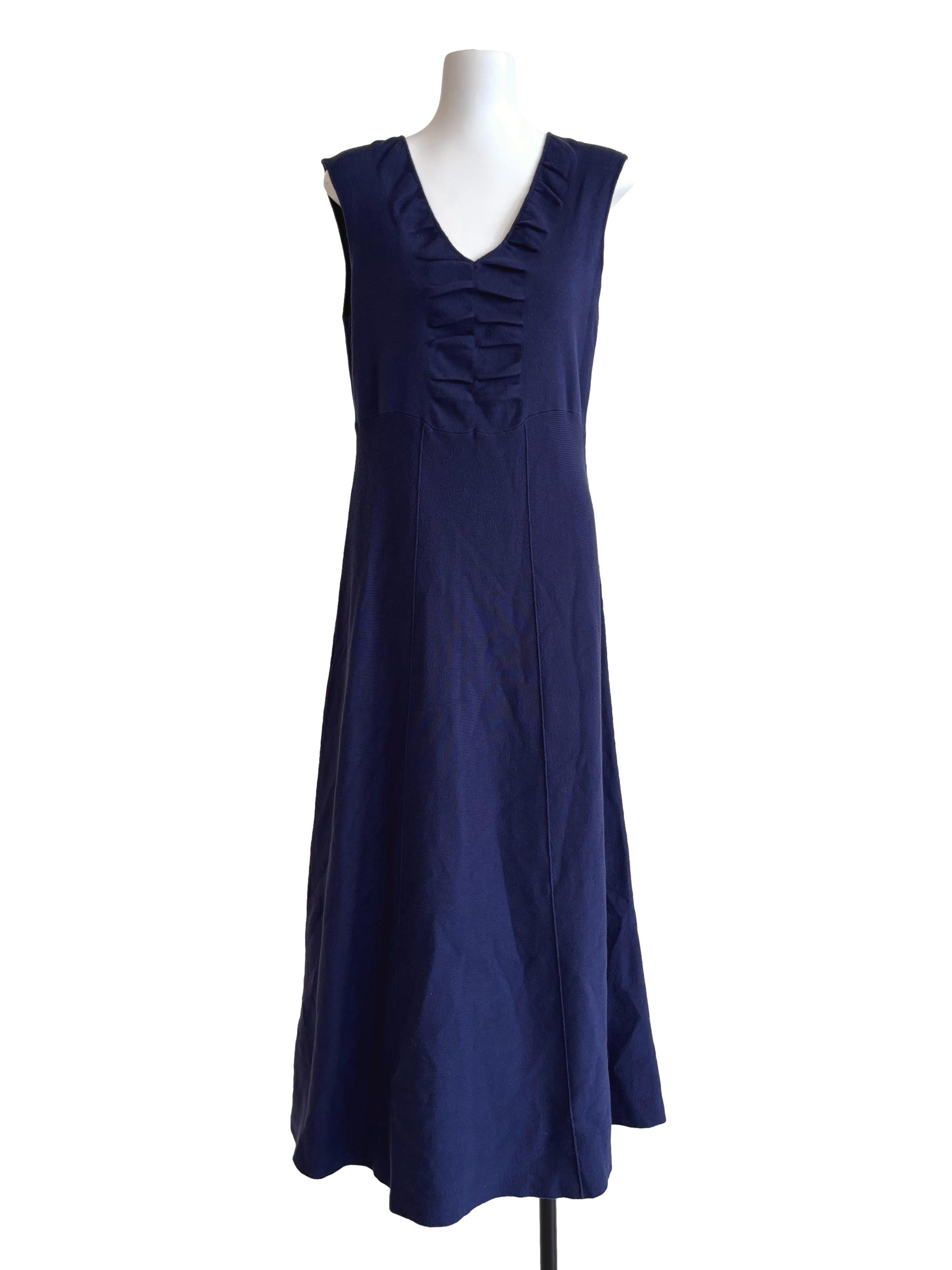 Navy Blue Sleeveless A-Line Dress