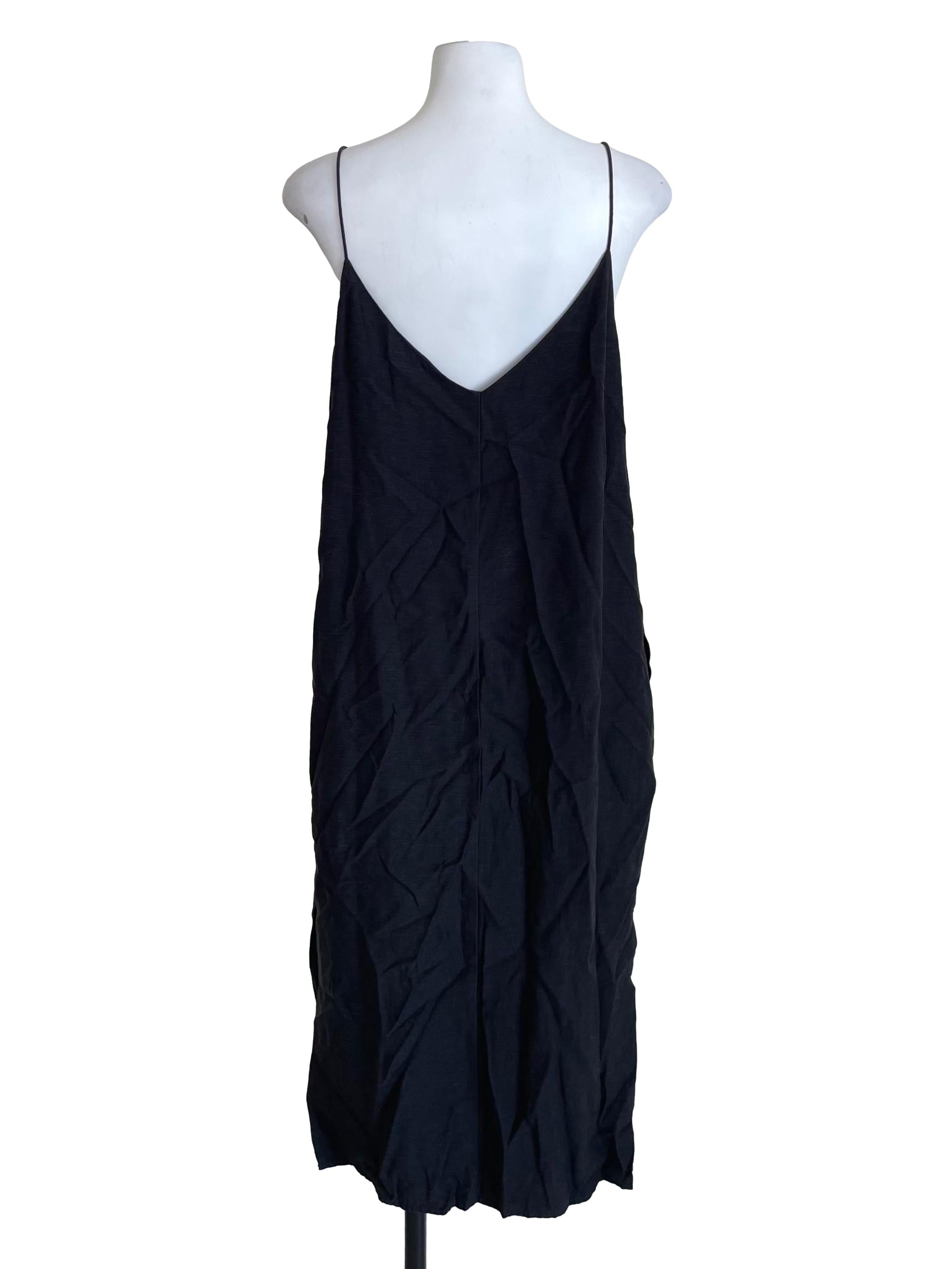 Black Linen Slip Dress OSN