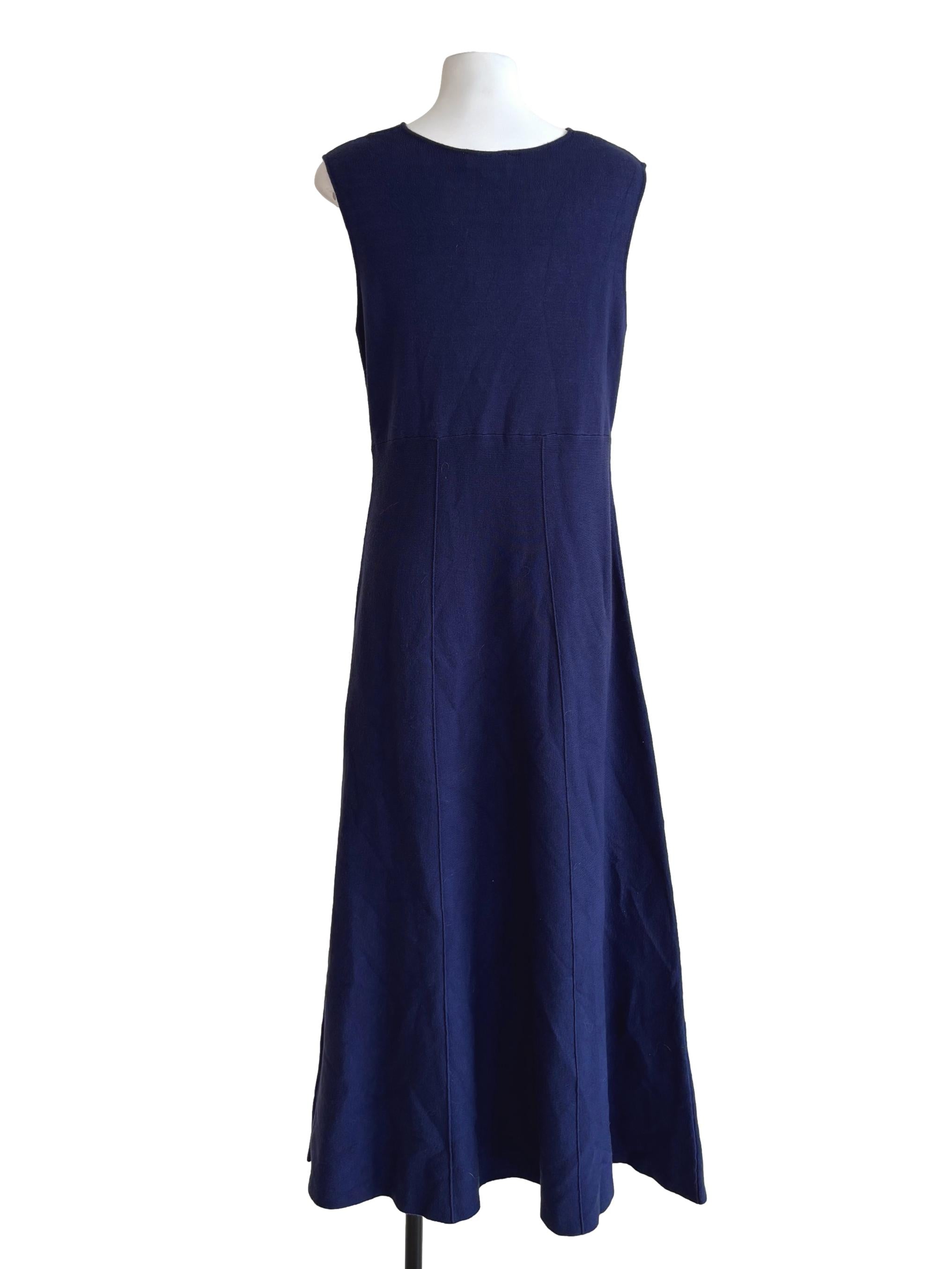 Navy Blue Sleeveless A-Line Dress